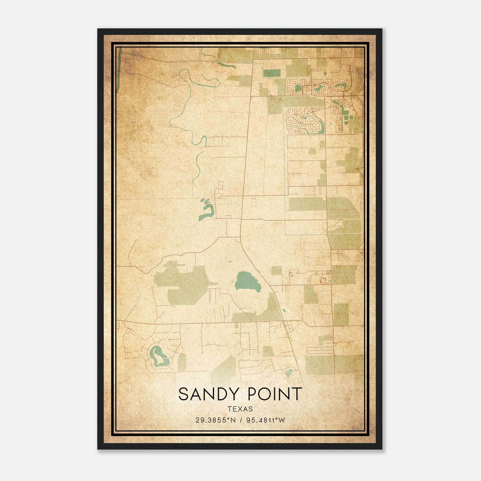 Vintage Sandy Point Texas Map Poster, Sandy Point TX City Road Wall Art Print Vintage Sandy Point Texas Map Poster, Sandy Point TX City Road Wall Art Print