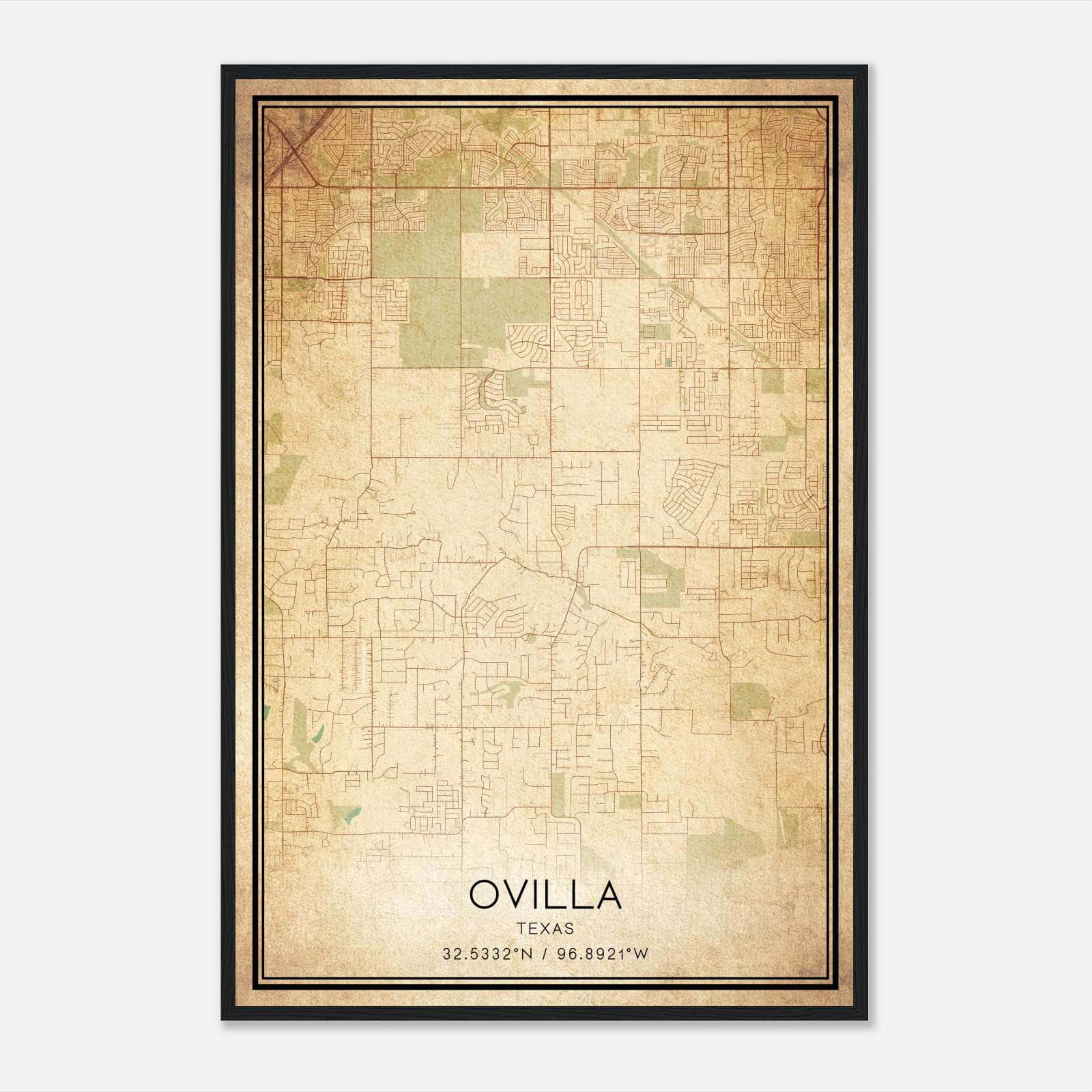Vintage Ovilla Texas Map Poster, Ovilla TX City Road Wall Art Print Vintage Ovilla Texas Map Poster, Ovilla TX City Road Wall Art Print