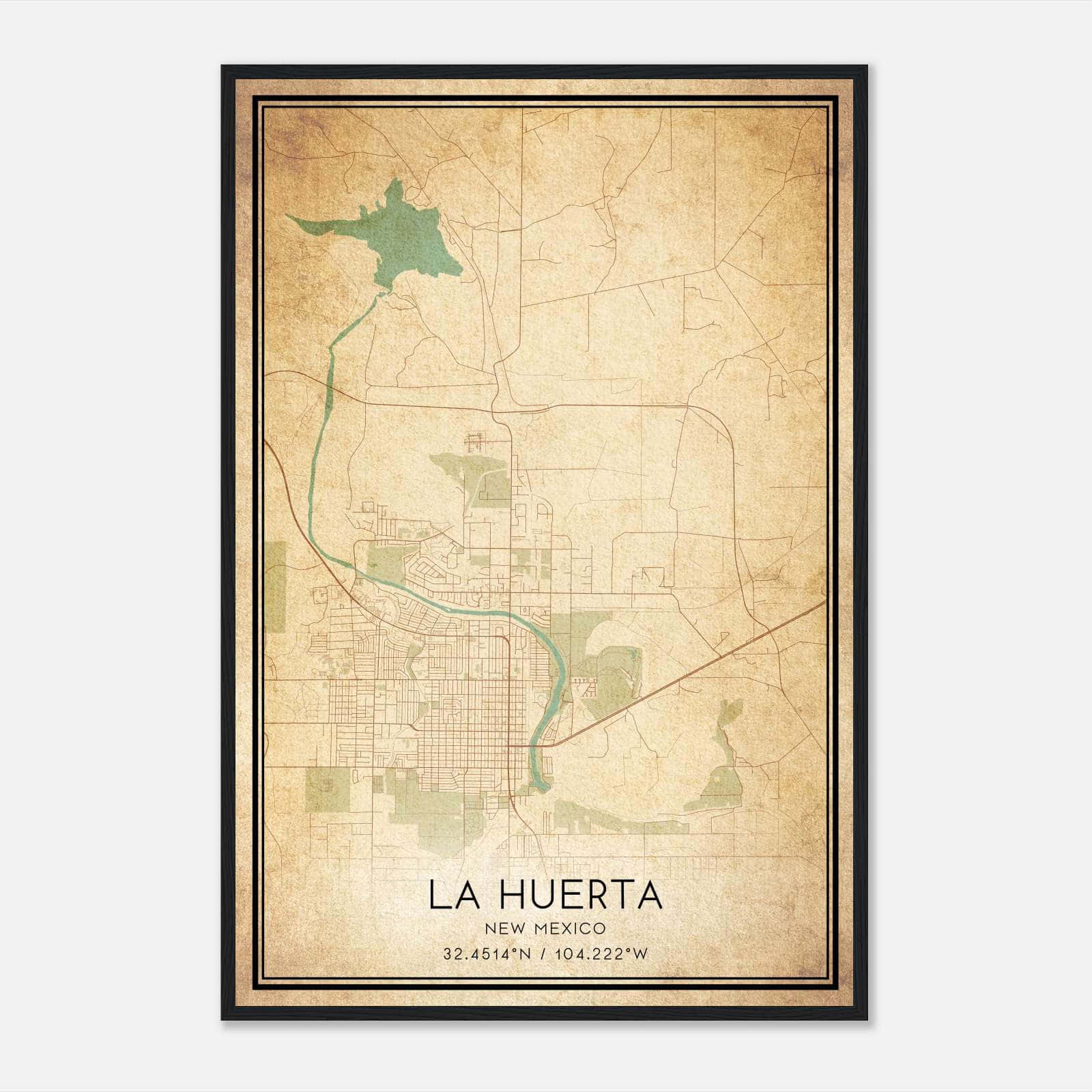 Vintage La Huerta New Mexico Map Poster, La Huerta NM City Road Wall Art Print Vintage La Huerta New Mexico Map Poster, La Huerta NM City Road Wall Art Print