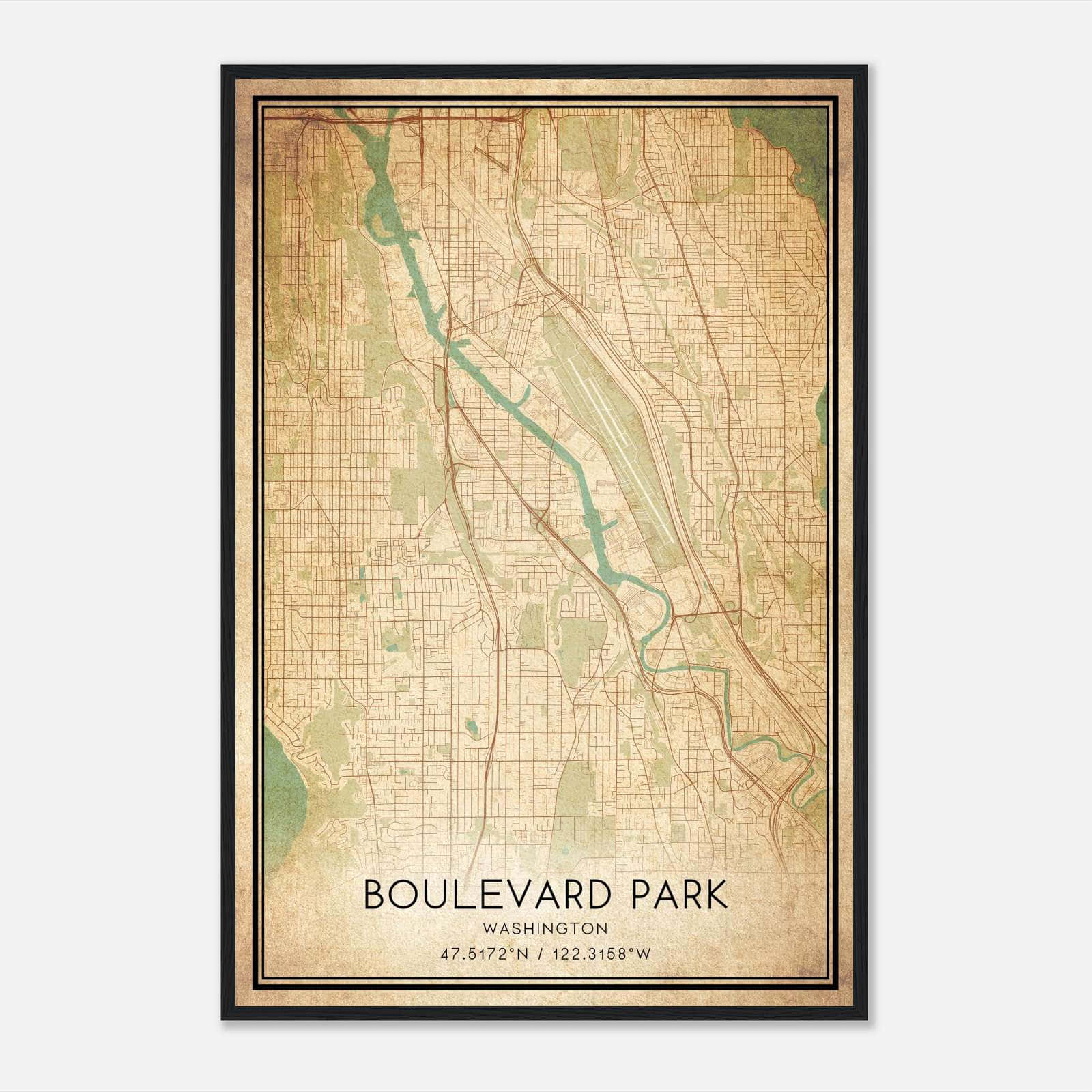Vintage Boulevard Park Washington Map Poster, Boulevard Park WA City Road Wall Art Print Vintage Boulevard Park Washington Map Poster, Boulevard Park WA City Road Wall Art Print