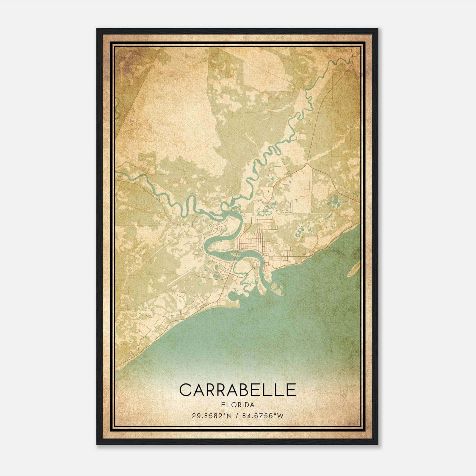 Vintage Carrabelle Florida Map Poster, Carrabelle FL City Road Wall Art Print Vintage Carrabelle Florida Map Poster, Carrabelle FL City Road Wall Art Print