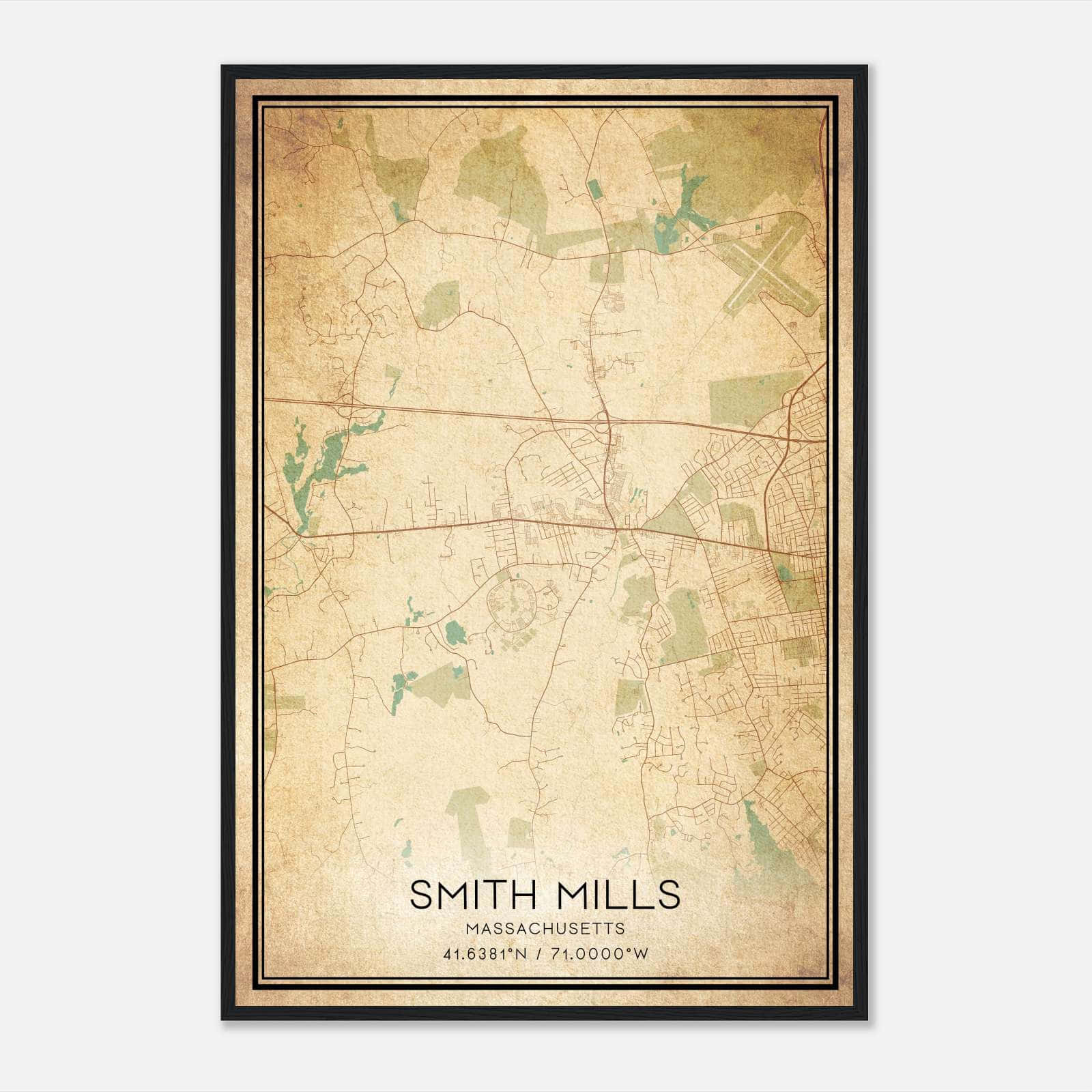Vintage Smith Mills Massachusetts Map Poster, Smith Mills MA City Road Wall Art Print Vintage Smith Mills Massachusetts Map Poster, Smith Mills MA City Road Wall Art Print
