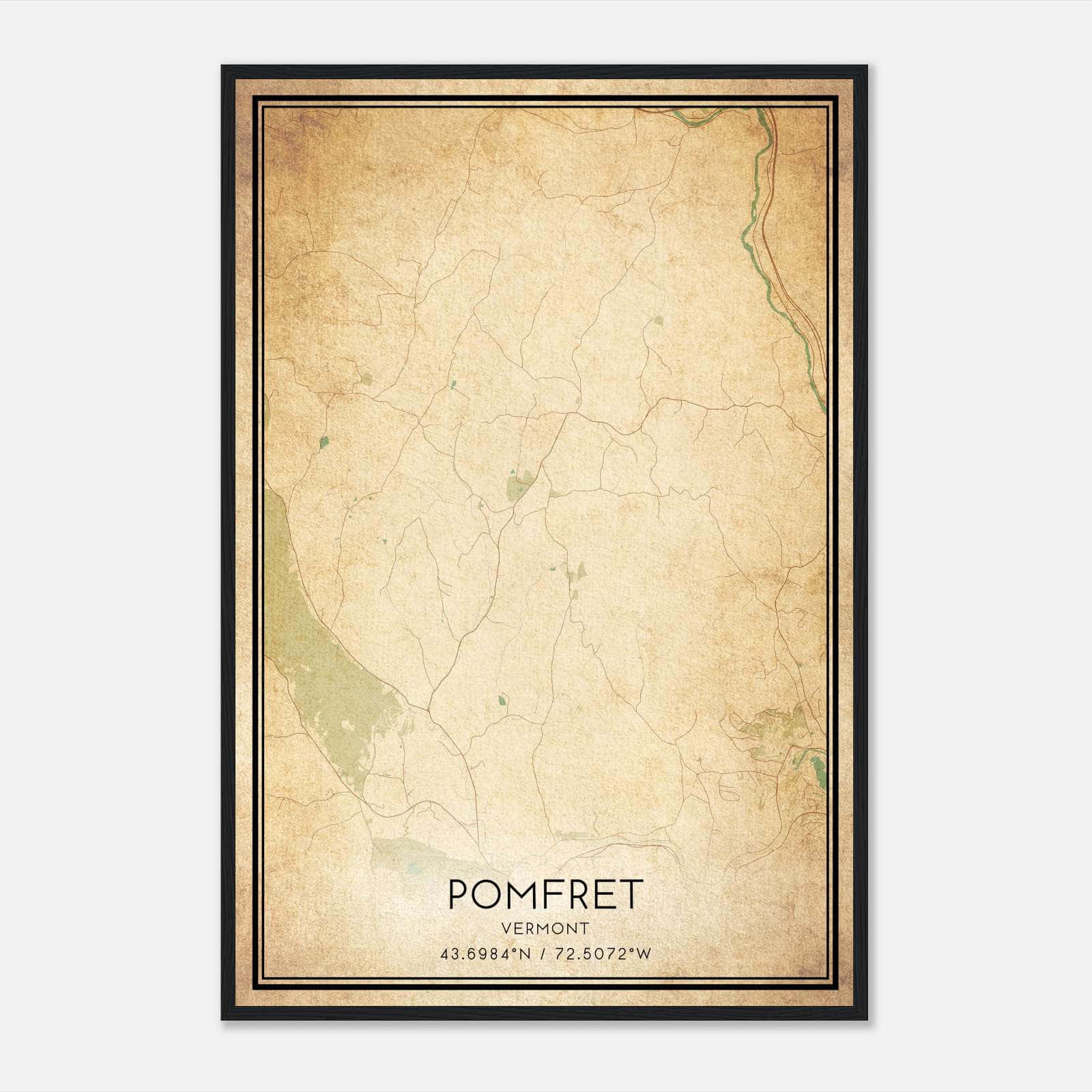 Vintage Pomfret Vermont Map Poster, Pomfret VT City Road Wall Art Print Vintage Pomfret Vermont Map Poster, Pomfret VT City Road Wall Art Print