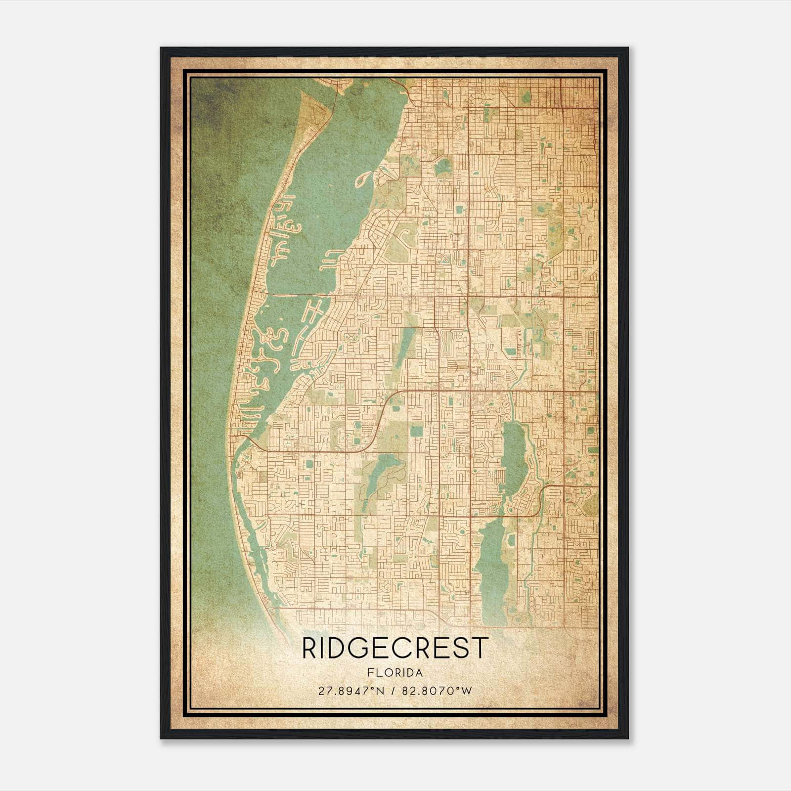 Vintage Ridgecrest Florida Map Poster, Ridgecrest FL City Road Wall Art Print Vintage Ridgecrest Florida Map Poster, Ridgecrest FL City Road Wall Art Print
