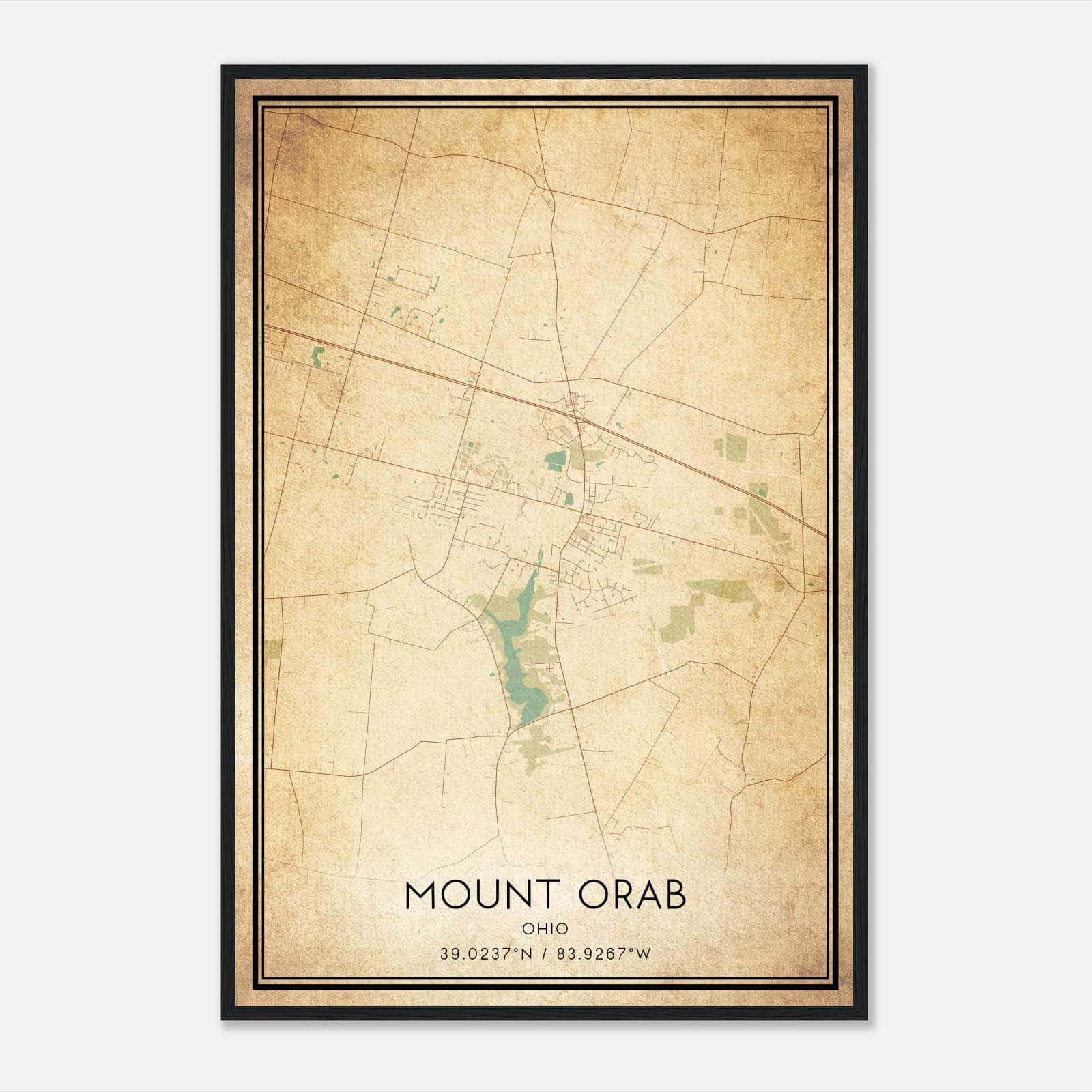 Vintage Mount Orab Ohio Map Poster, Mount Orab OH City Road Wall Art Print Vintage Mount Orab Ohio Map Poster, Mount Orab OH City Road Wall Art Print