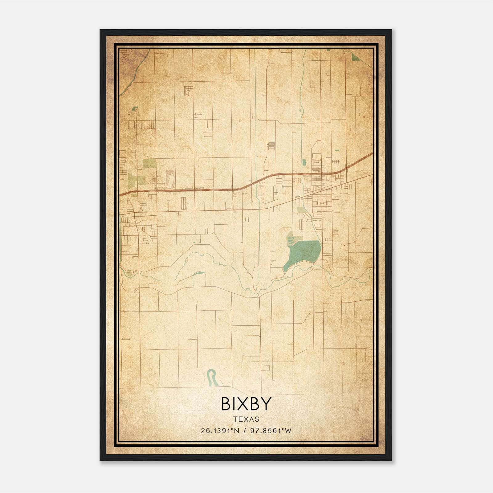 Vintage Bixby Texas Map Poster, Bixby TX City Road Wall Art Print Vintage Bixby Texas Map Poster, Bixby TX City Road Wall Art Print