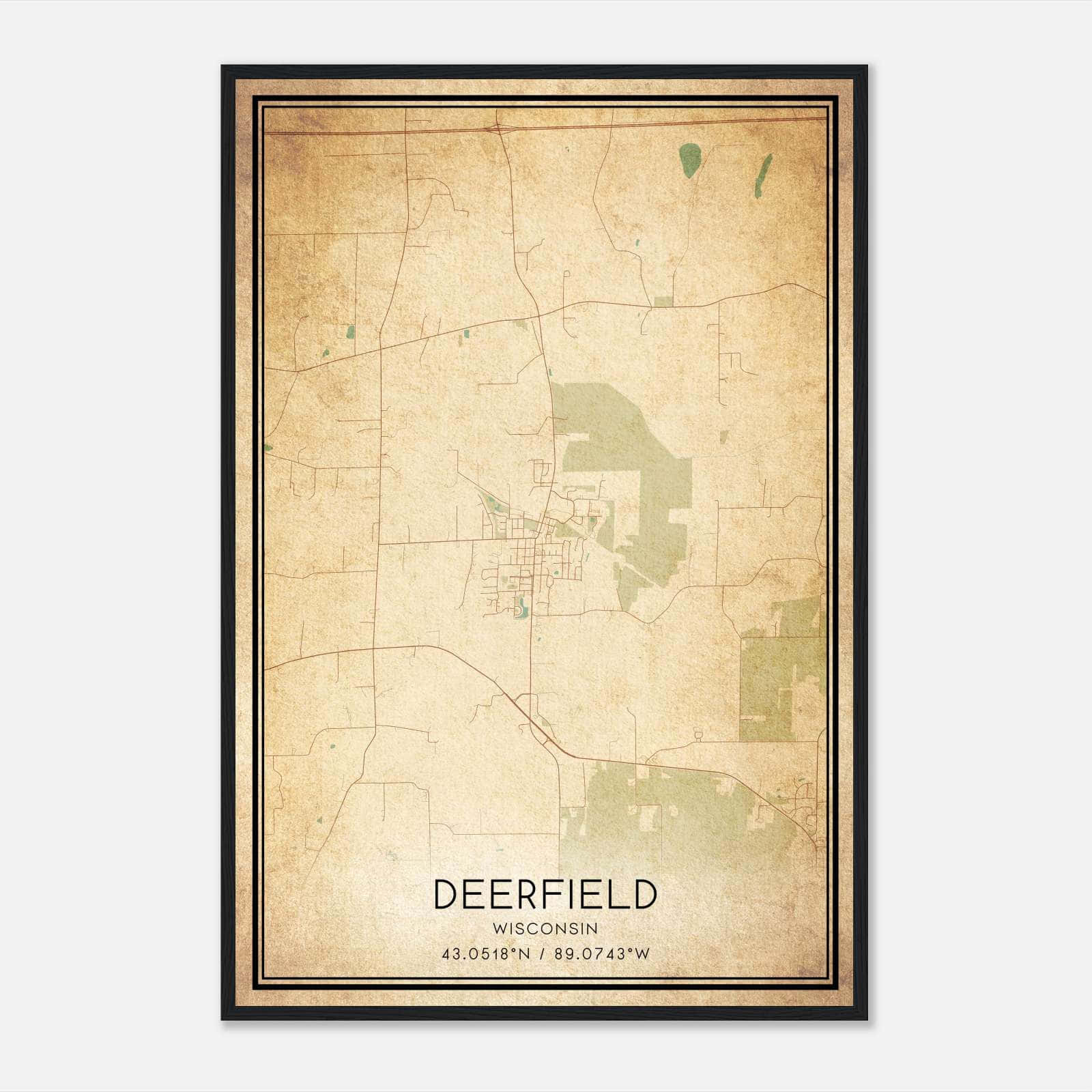 Vintage Deerfield Wisconsin Map Poster, Deerfield WI City Road Wall Art Print Vintage Deerfield Wisconsin Map Poster, Deerfield WI City Road Wall Art Print