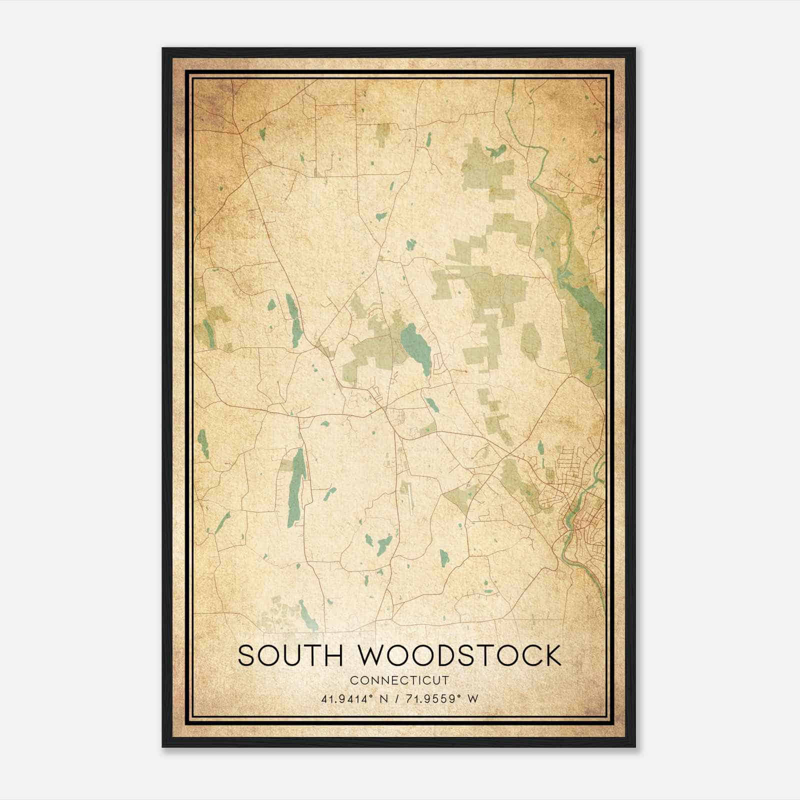 Vintage South Woodstock Connecticut Map Poster, South Woodstock CT City Road Wall Art Print Vintage South Woodstock Connecticut Map Poster, South Woodstock CT City Road Wall Art Print