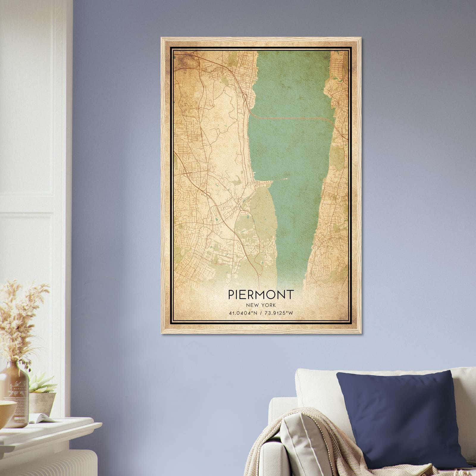 Vintage Piermont New York Map Poster, Piermont NY City Road Wall Art Print