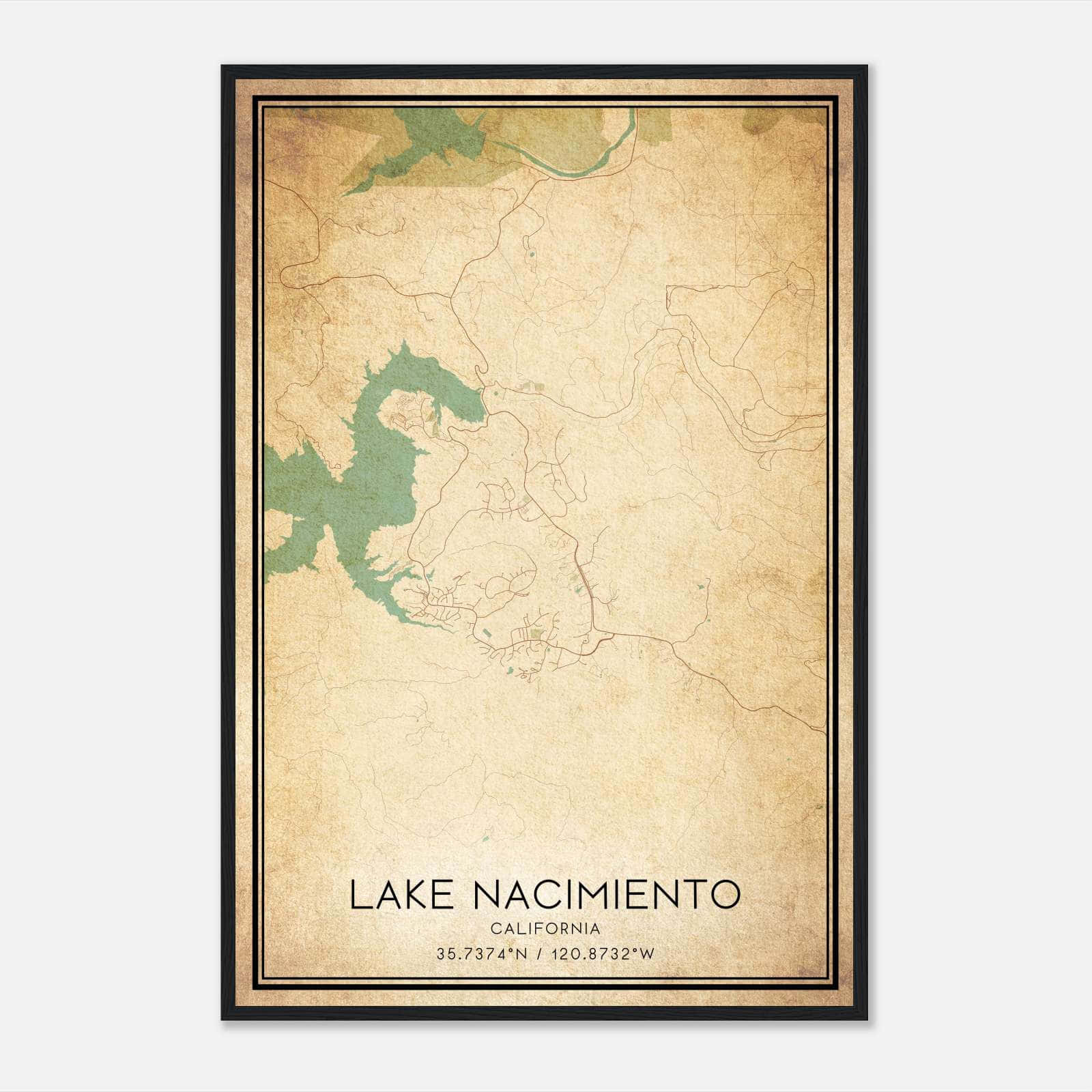 Vintage Lake Nacimiento California Map Poster, Lake Nacimiento CA City Road Wall Art Print Vintage Lake Nacimiento California Map Poster, Lake Nacimiento CA City Road Wall Art Print