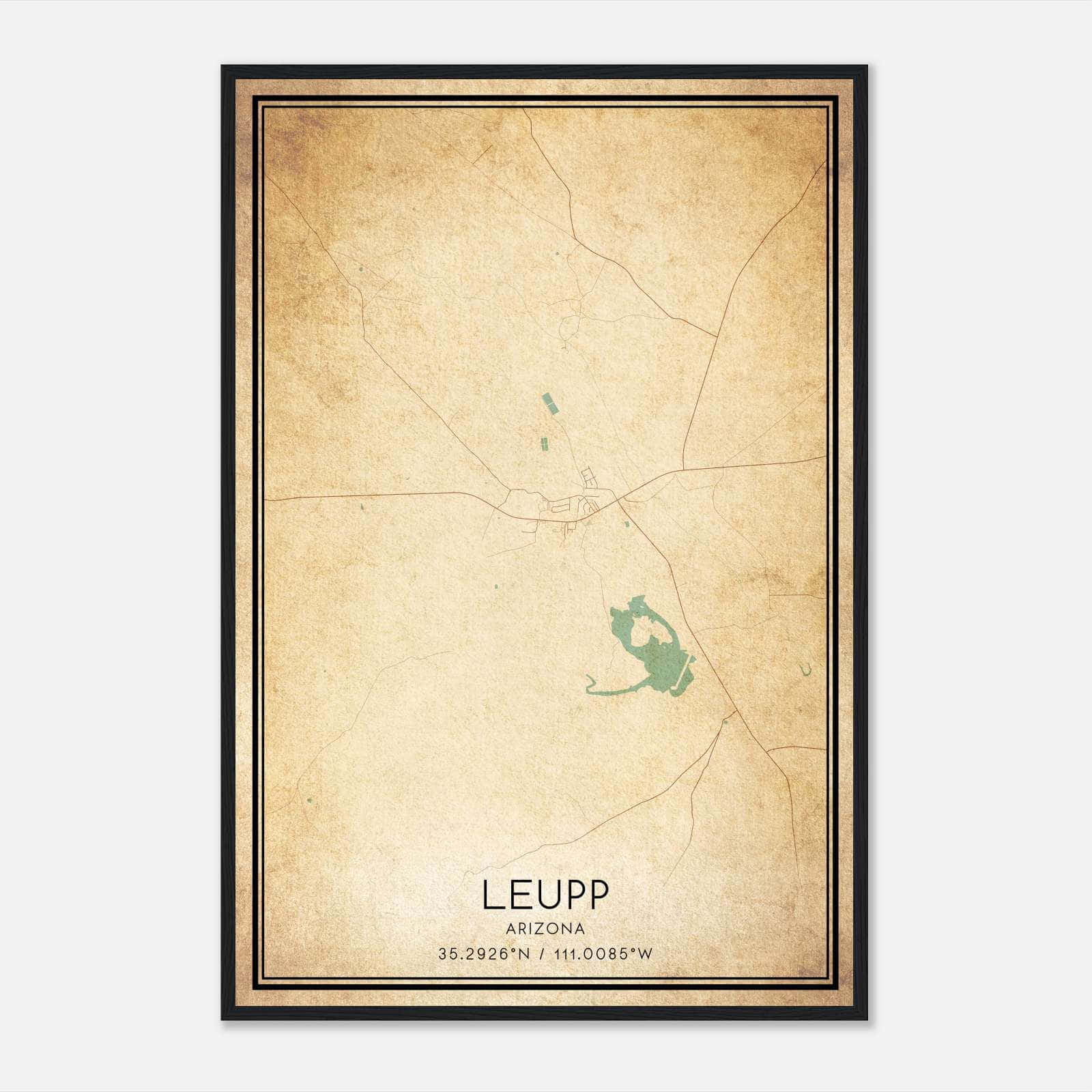 Vintage Leupp Arizona Map Poster, Leupp AZ City Road Wall Art Print Vintage Leupp Arizona Map Poster, Leupp AZ City Road Wall Art Print
