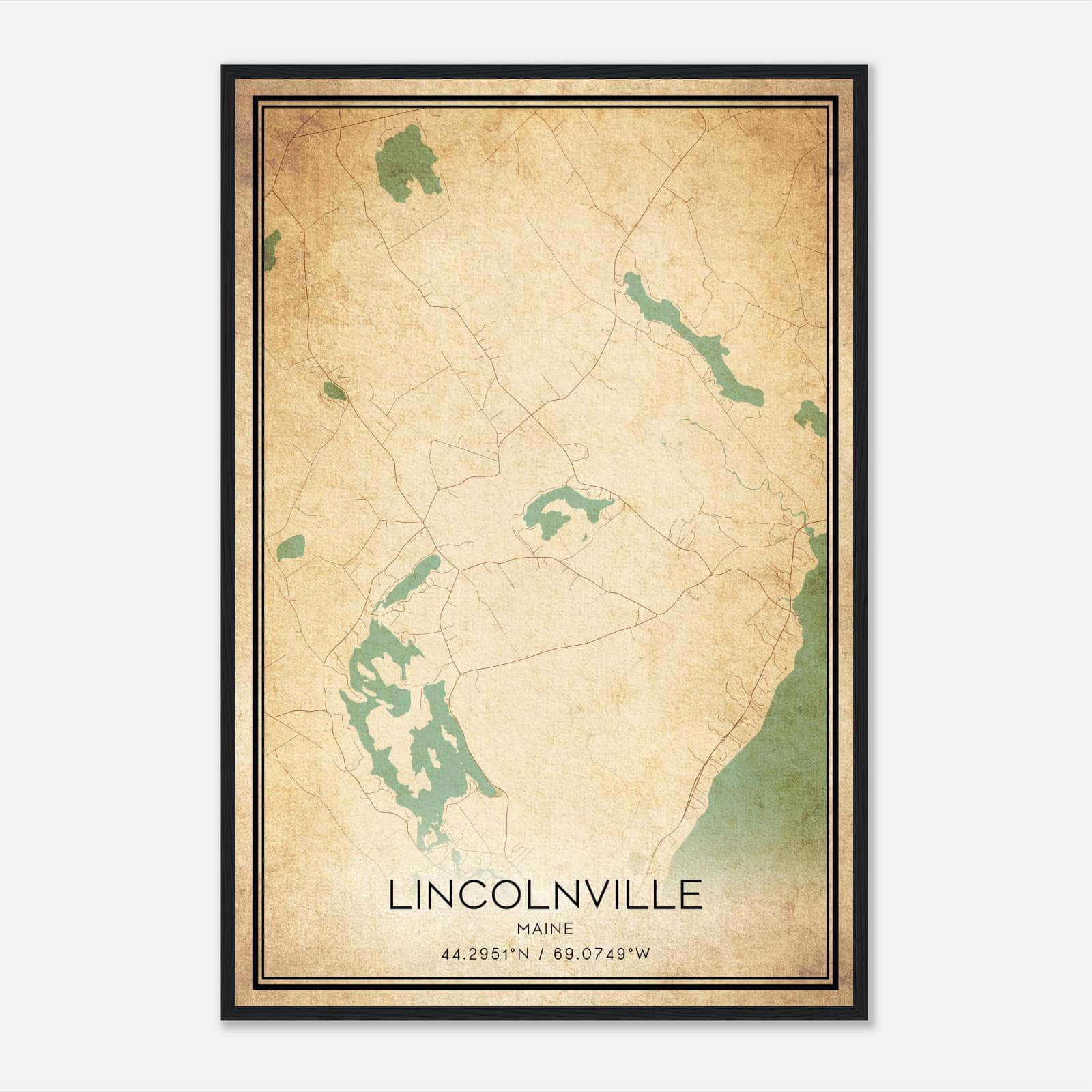 Vintage Lincolnville Maine Map Poster, Lincolnville ME City Road Wall Art Print Vintage Lincolnville Maine Map Poster, Lincolnville ME City Road Wall Art Print