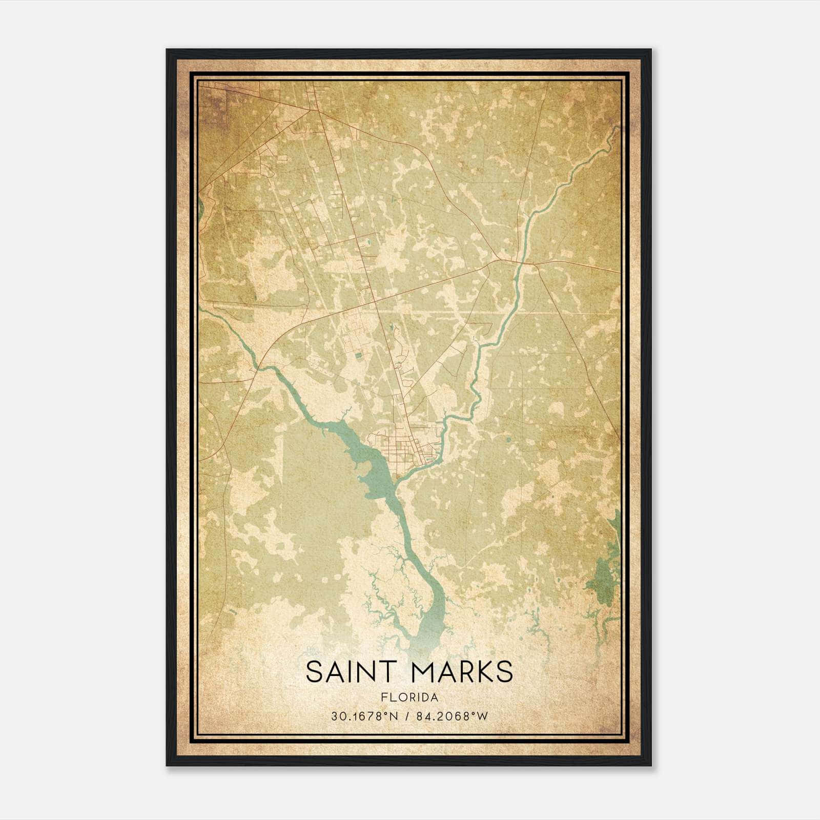 Vintage Saint Marks Florida Map Poster, Saint Marks FL City Road Wall Art Print Vintage Saint Marks Florida Map Poster, Saint Marks FL City Road Wall Art Print