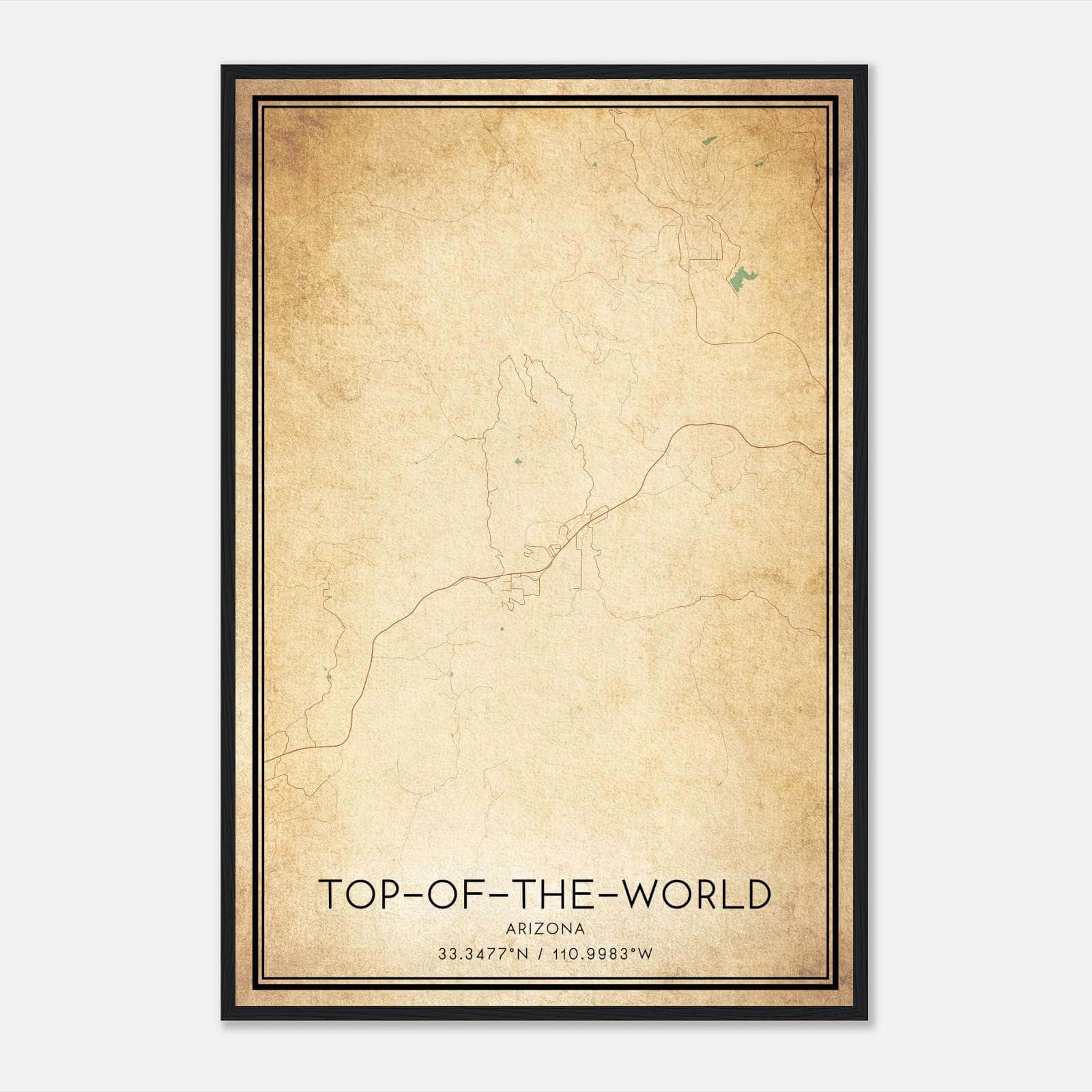 Vintage Top-of-the-World Arizona Map Poster, Top-of-the-World AZ City Road Wall Art Print Vintage Top-of-the-World Arizona Map Poster, Top-of-the-World AZ City Road Wall Art Print