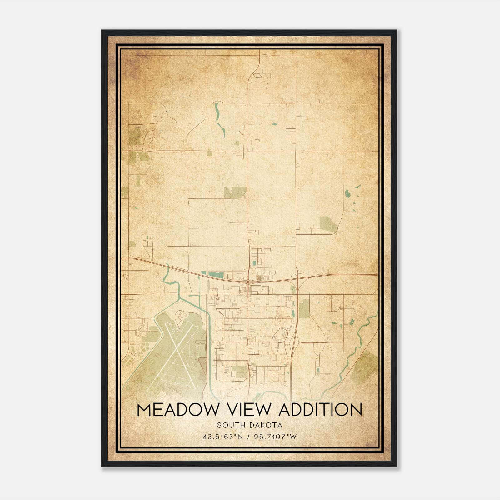 Vintage Meadow View Addition South Dakota Map Poster, Meadow View ...