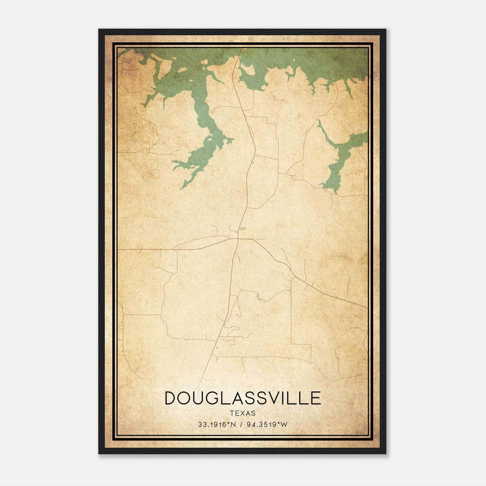 Vintage Douglassville Texas Map Poster, Douglassville TX City Road Wall Art Print Vintage Douglassville Texas Map Poster, Douglassville TX City Road Wall Art Print