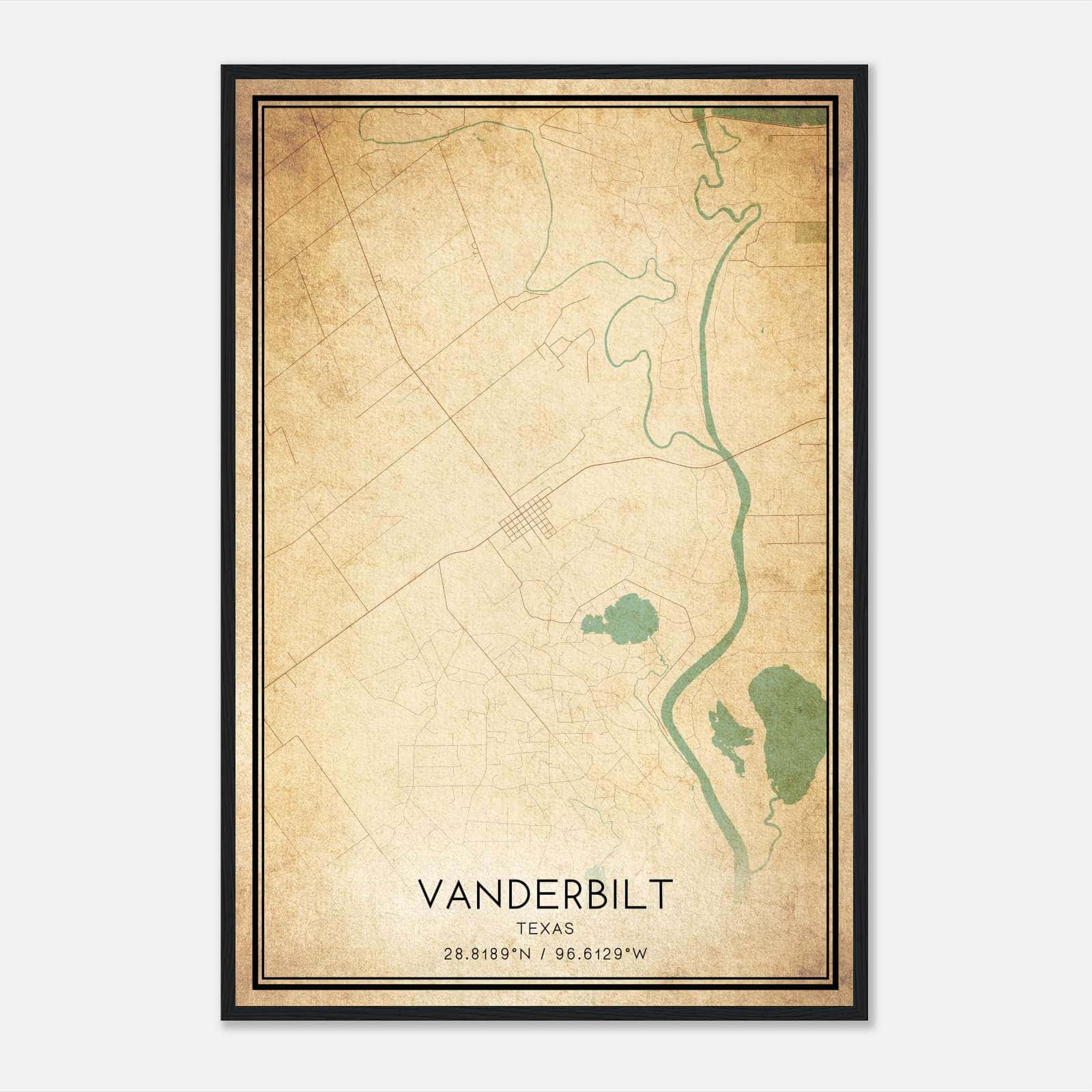 Vintage Vanderbilt Texas Map Poster, Vanderbilt TX City Road Wall Art Print Vintage Vanderbilt Texas Map Poster, Vanderbilt TX City Road Wall Art Print