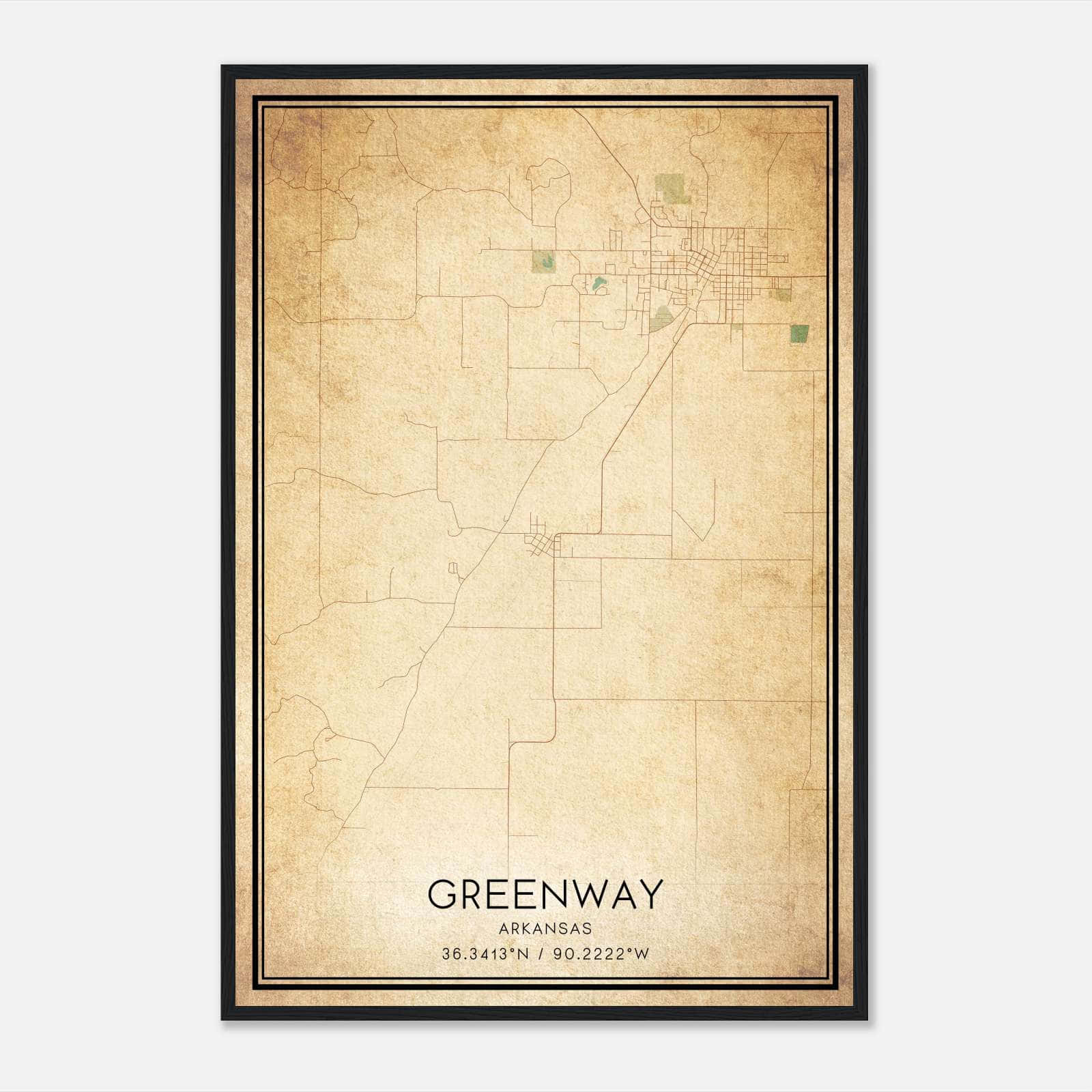 Vintage Greenway Arkansas Map Poster, Greenway AR City Road Wall Art Print Vintage Greenway Arkansas Map Poster, Greenway AR City Road Wall Art Print