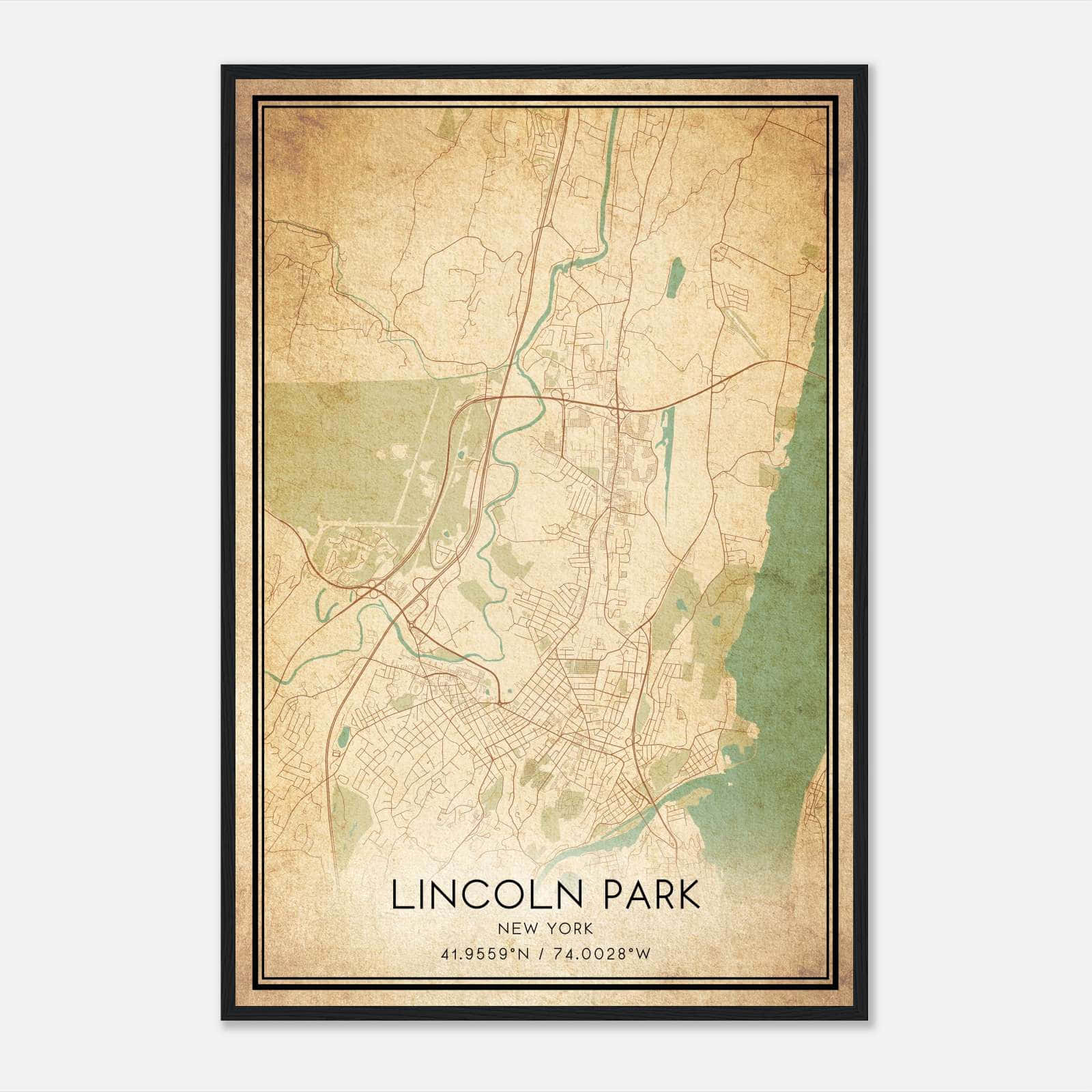 Vintage Lincoln Park New York Map Poster, Lincoln Park NY City Road Wall Art Print Vintage Lincoln Park New York Map Poster, Lincoln Park NY City Road Wall Art Print