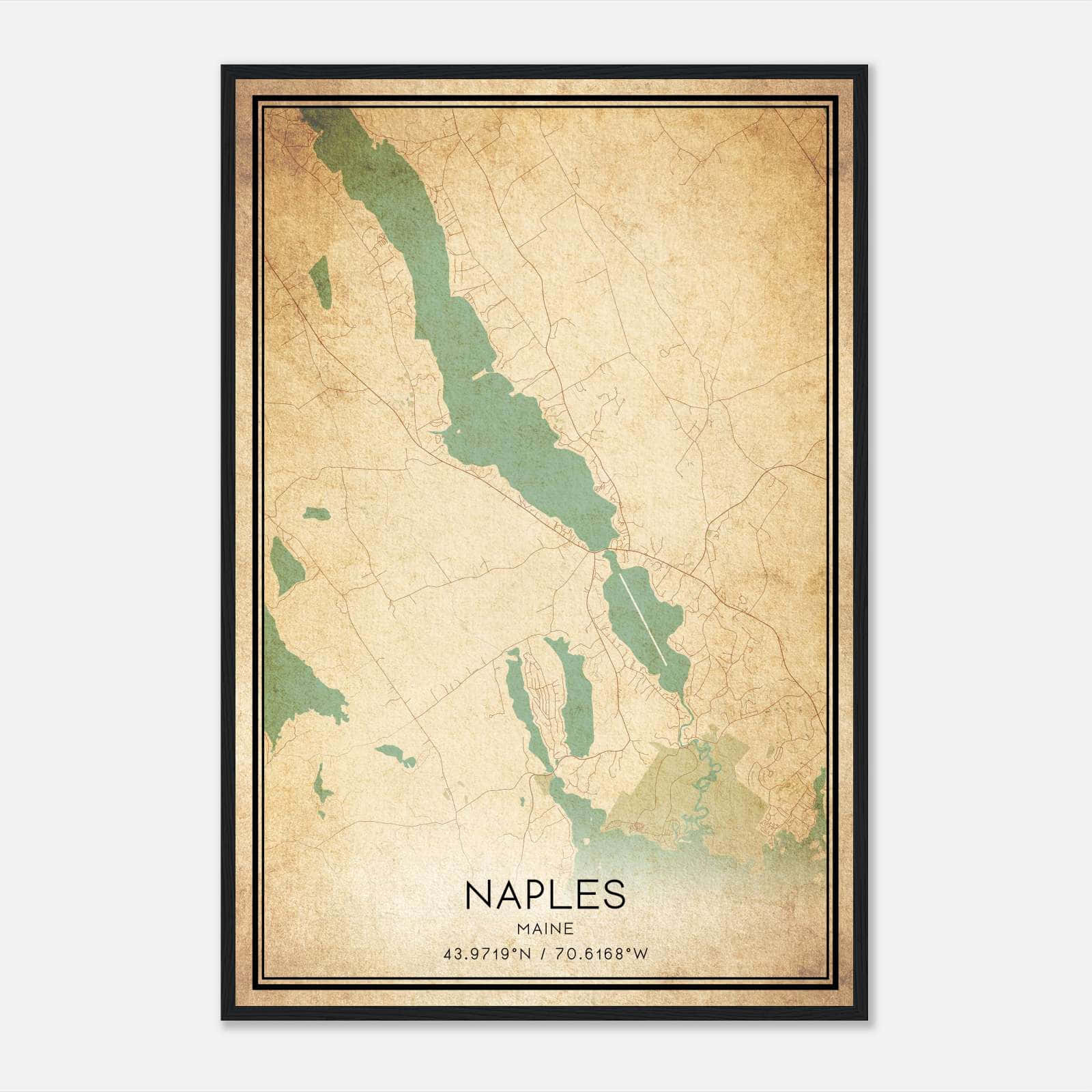 Vintage Naples Maine Map Poster, Naples ME City Road Wall Art Print Vintage Naples Maine Map Poster, Naples ME City Road Wall Art Print