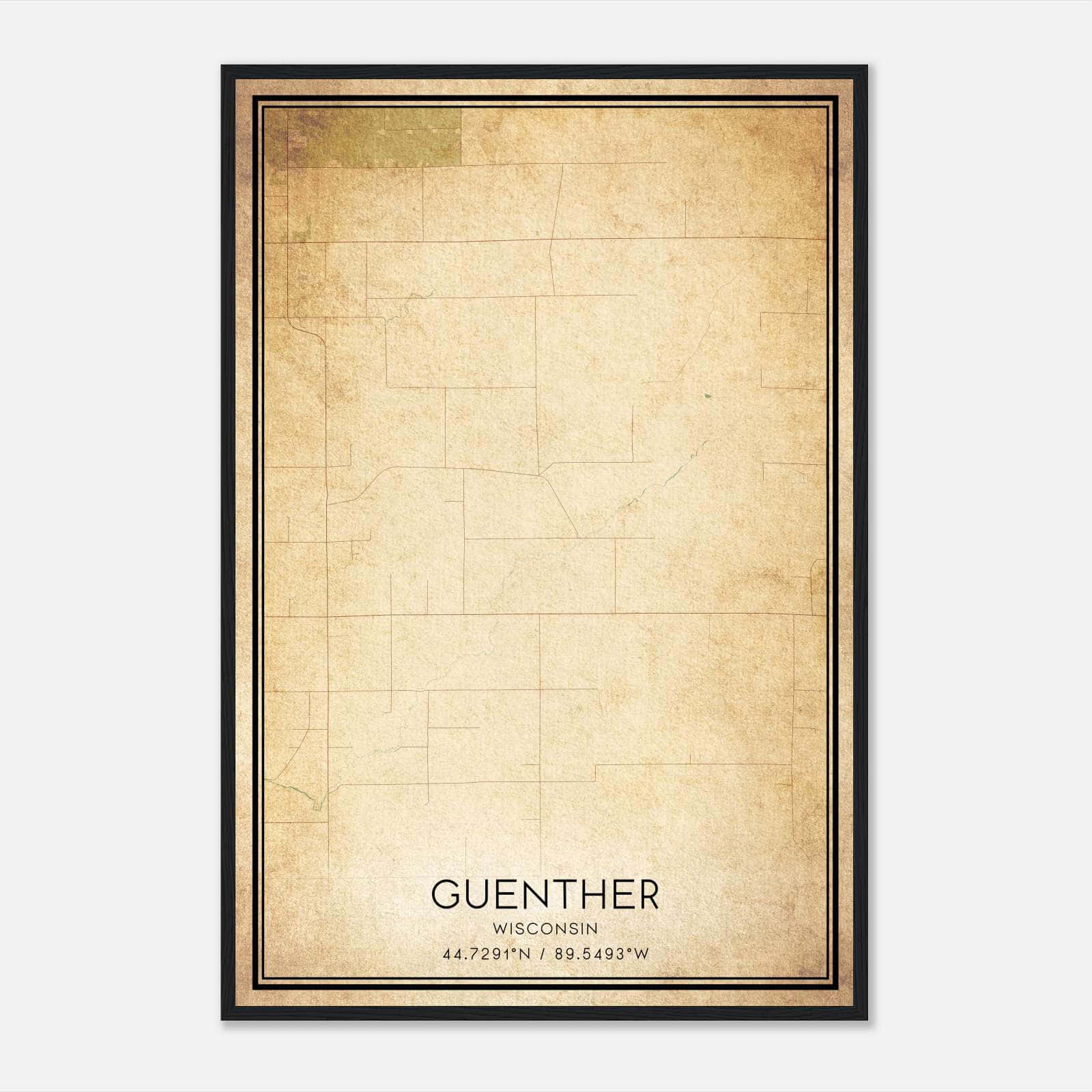 Vintage Guenther Wisconsin Map Poster, Guenther WI City Road Wall Art Print Vintage Guenther Wisconsin Map Poster, Guenther WI City Road Wall Art Print