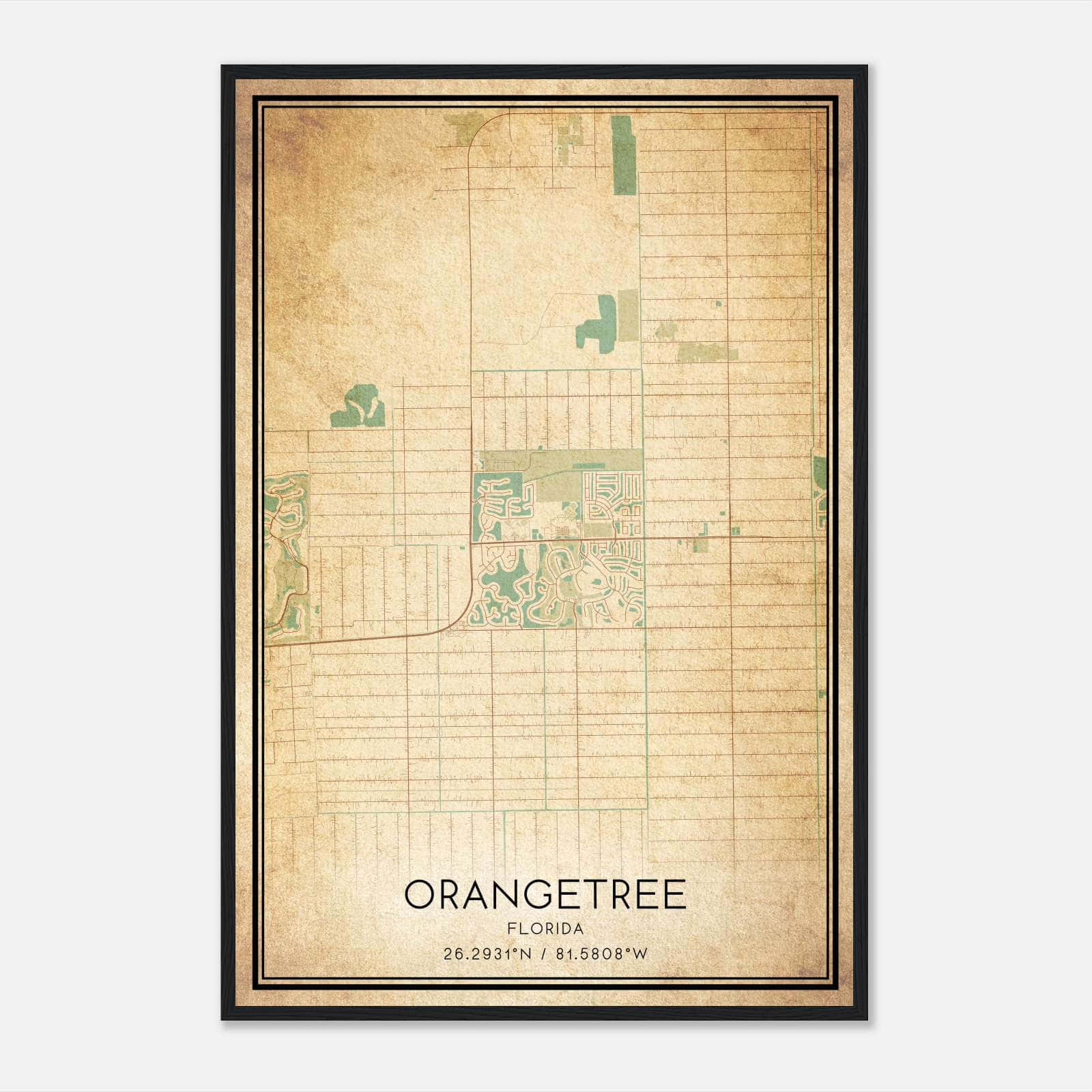 Vintage Orangetree Florida Map Poster, Orangetree FL City Road Wall Art Print Vintage Orangetree Florida Map Poster, Orangetree FL City Road Wall Art Print