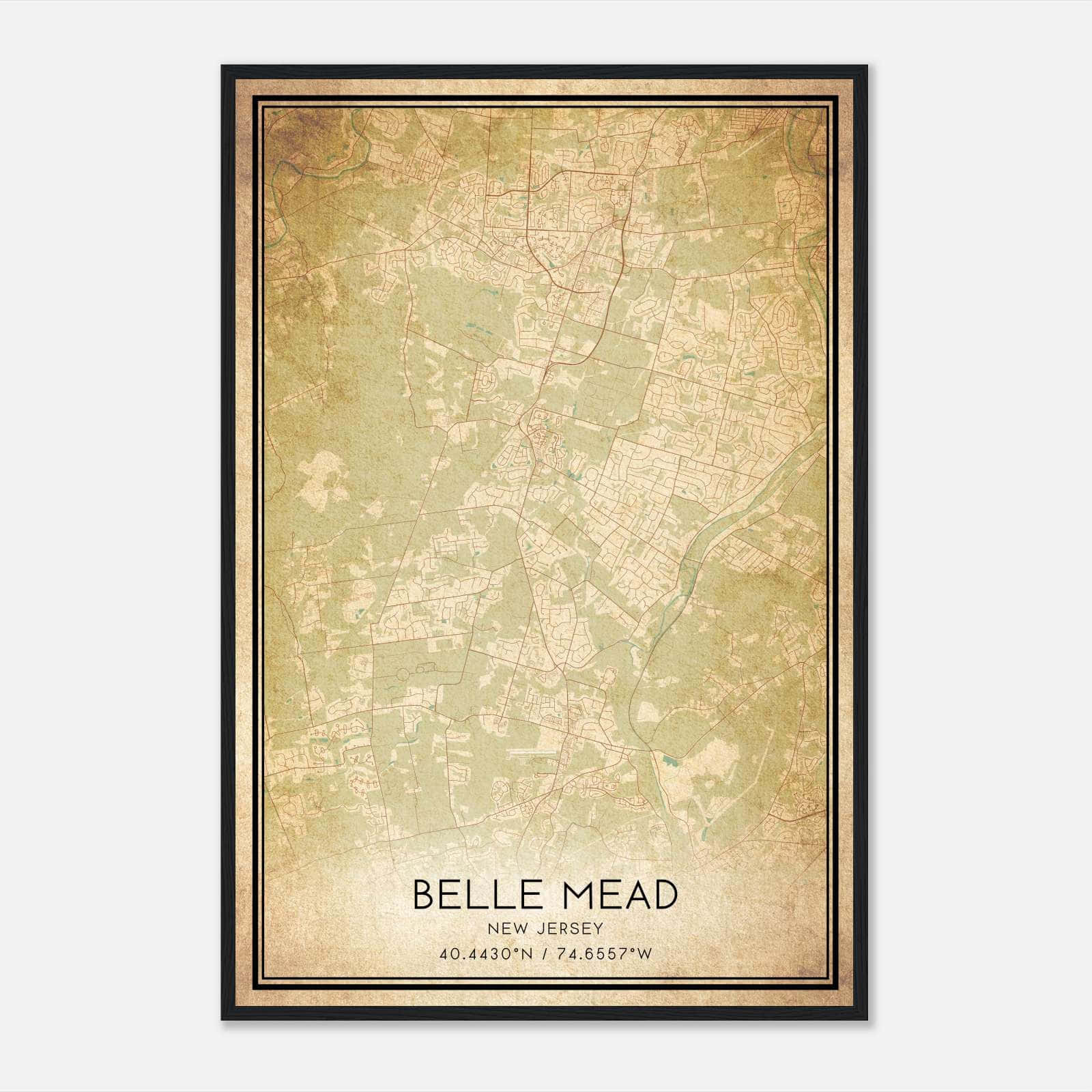 Vintage Belle Mead New Jersey Map Poster, Belle Mead NJ City Road Wall Art Print Vintage Belle Mead New Jersey Map Poster, Belle Mead NJ City Road Wall Art Print