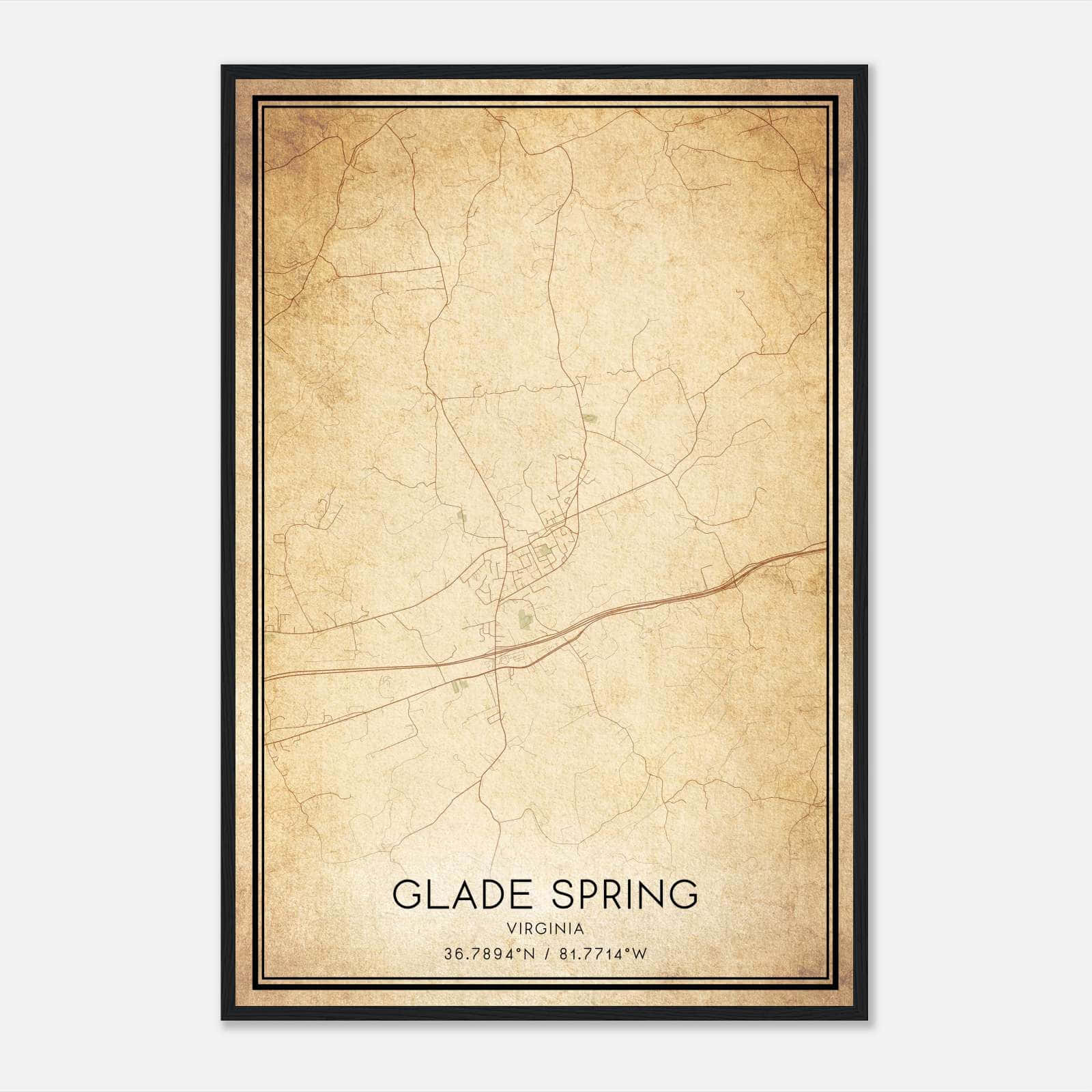 Vintage Glade Spring Virginia Map Poster, Glade Spring VA City Road Wall Art Print Vintage Glade Spring Virginia Map Poster, Glade Spring VA City Road Wall Art Print