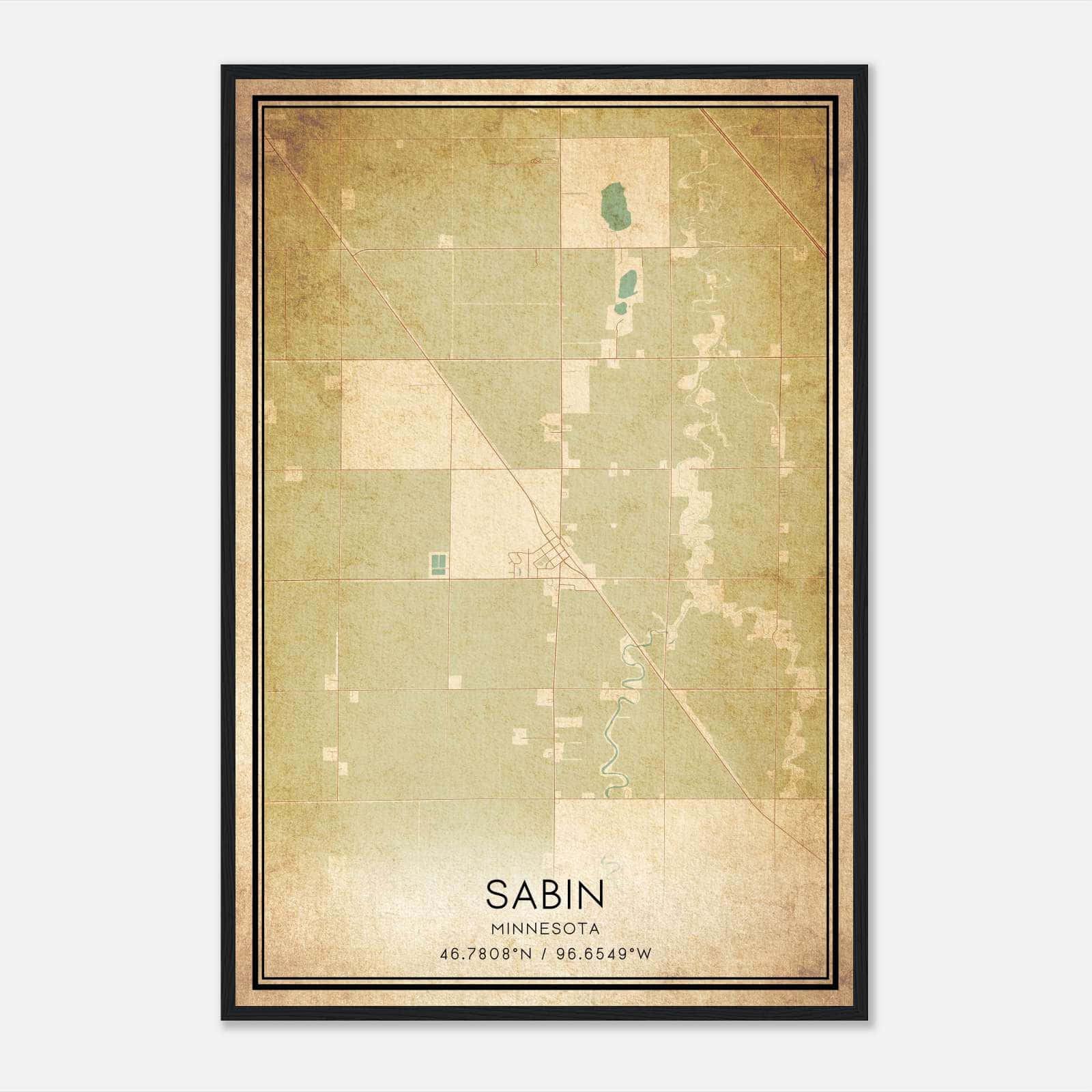 Vintage Sabin Minnesota Map Poster, Sabin MN City Road Wall Art Print Vintage Sabin Minnesota Map Poster, Sabin MN City Road Wall Art Print