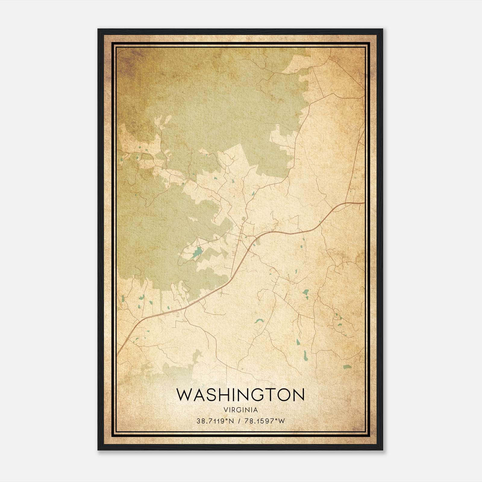 Vintage Washington Virginia Map Poster, Washington VA City Road Wall Art Print Vintage Washington Virginia Map Poster, Washington VA City Road Wall Art Print