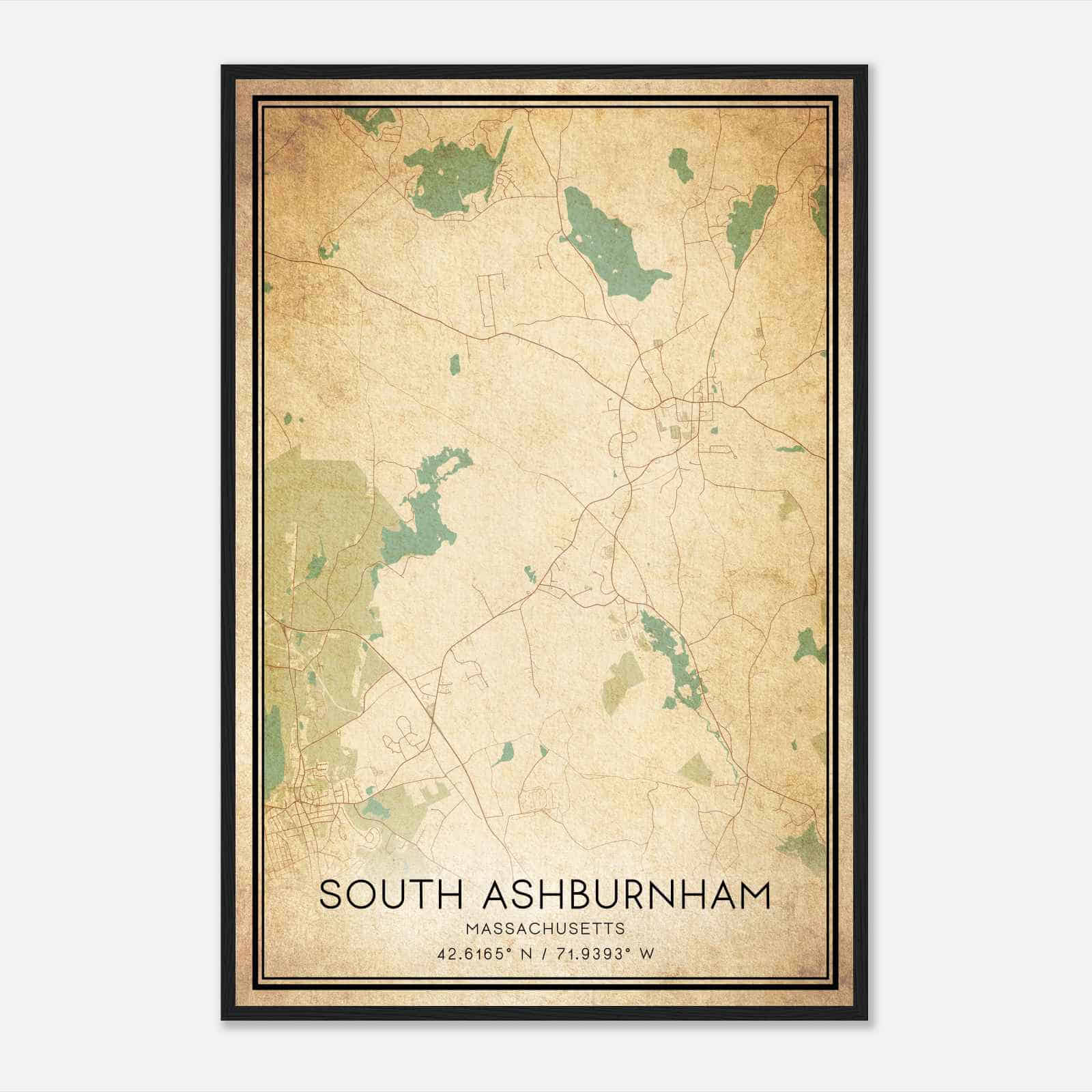 Vintage South Ashburnham Massachusetts Map Poster, South Ashburnham MA City Road Wall Art Print Vintage South Ashburnham Massachusetts Map Poster, South Ashburnham MA City Road Wall Art Print