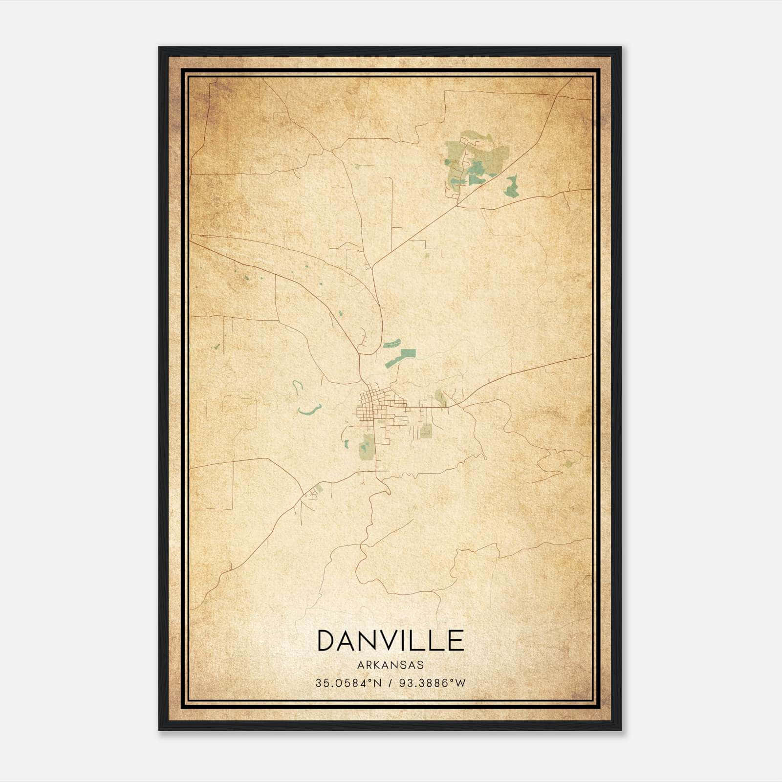 Vintage Danville Arkansas Map Poster, Danville AR City Road Wall Art Print Vintage Danville Arkansas Map Poster, Danville AR City Road Wall Art Print