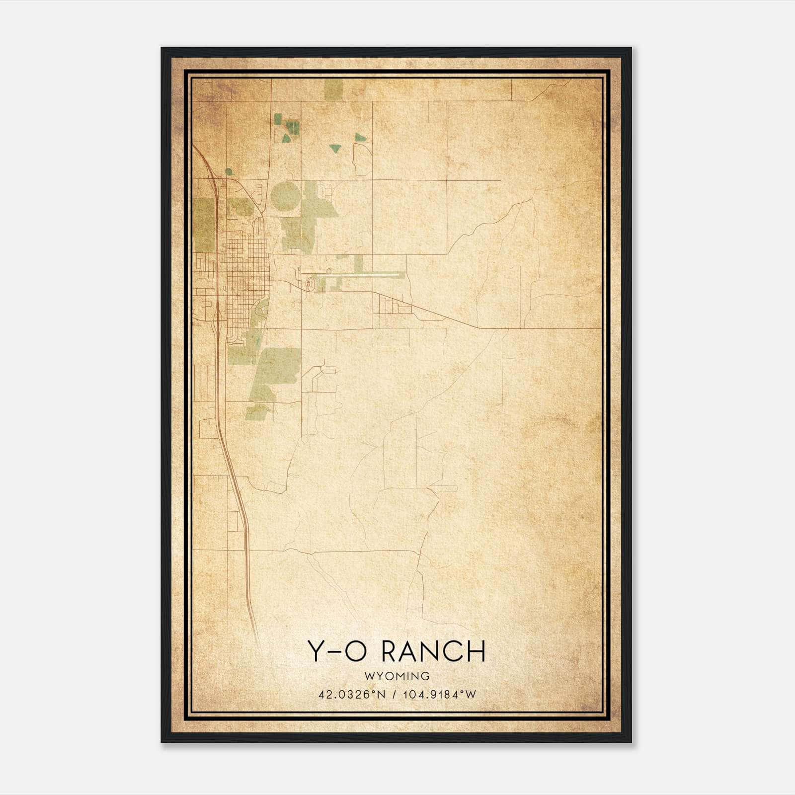 Vintage Y-O Ranch Wyoming Map Poster, Y-O Ranch WY City Road Wall Art Print Vintage Y-O Ranch Wyoming Map Poster, Y-O Ranch WY City Road Wall Art Print