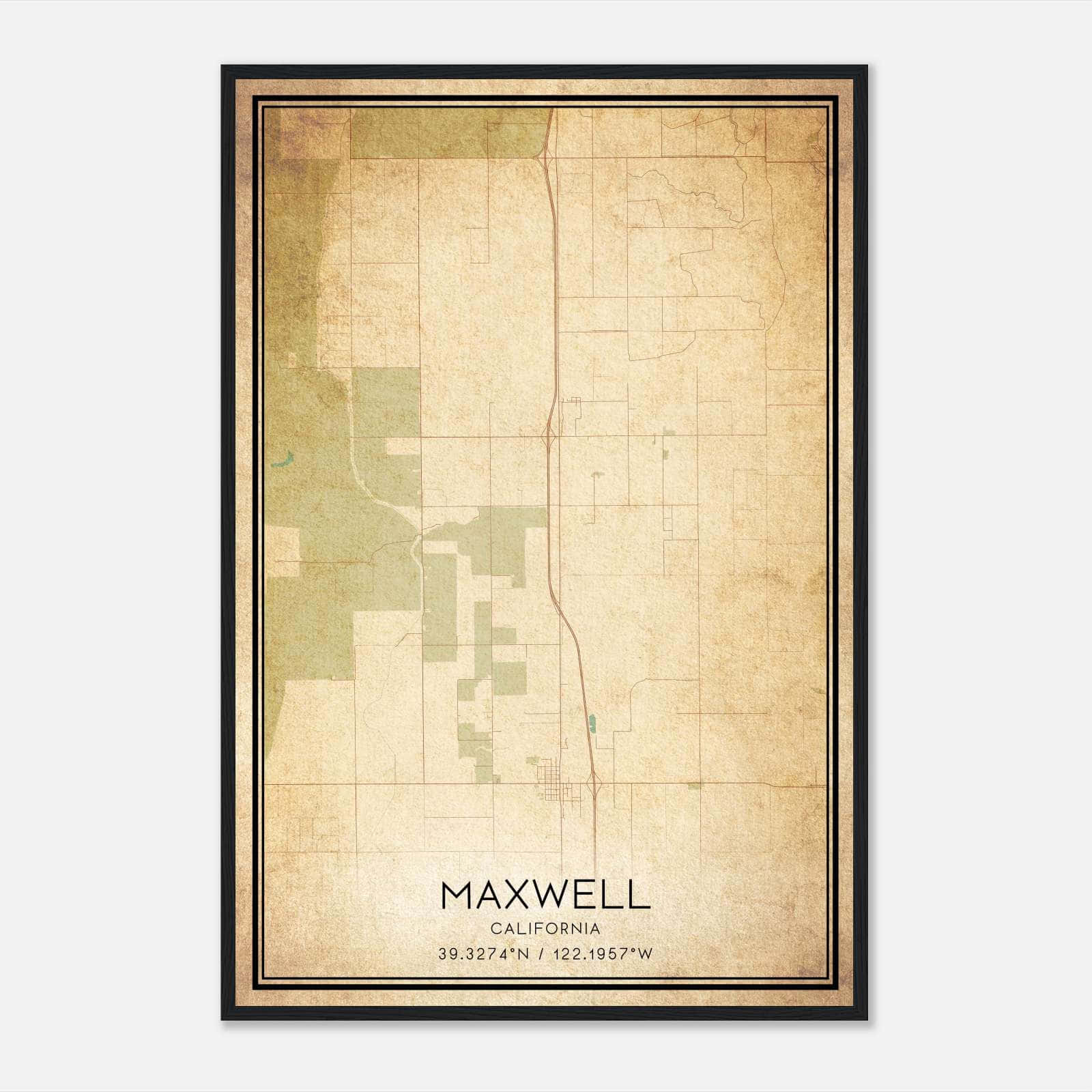 Vintage Maxwell California Map Poster, Maxwell CA City Road Wall Art Print Vintage Maxwell California Map Poster, Maxwell CA City Road Wall Art Print