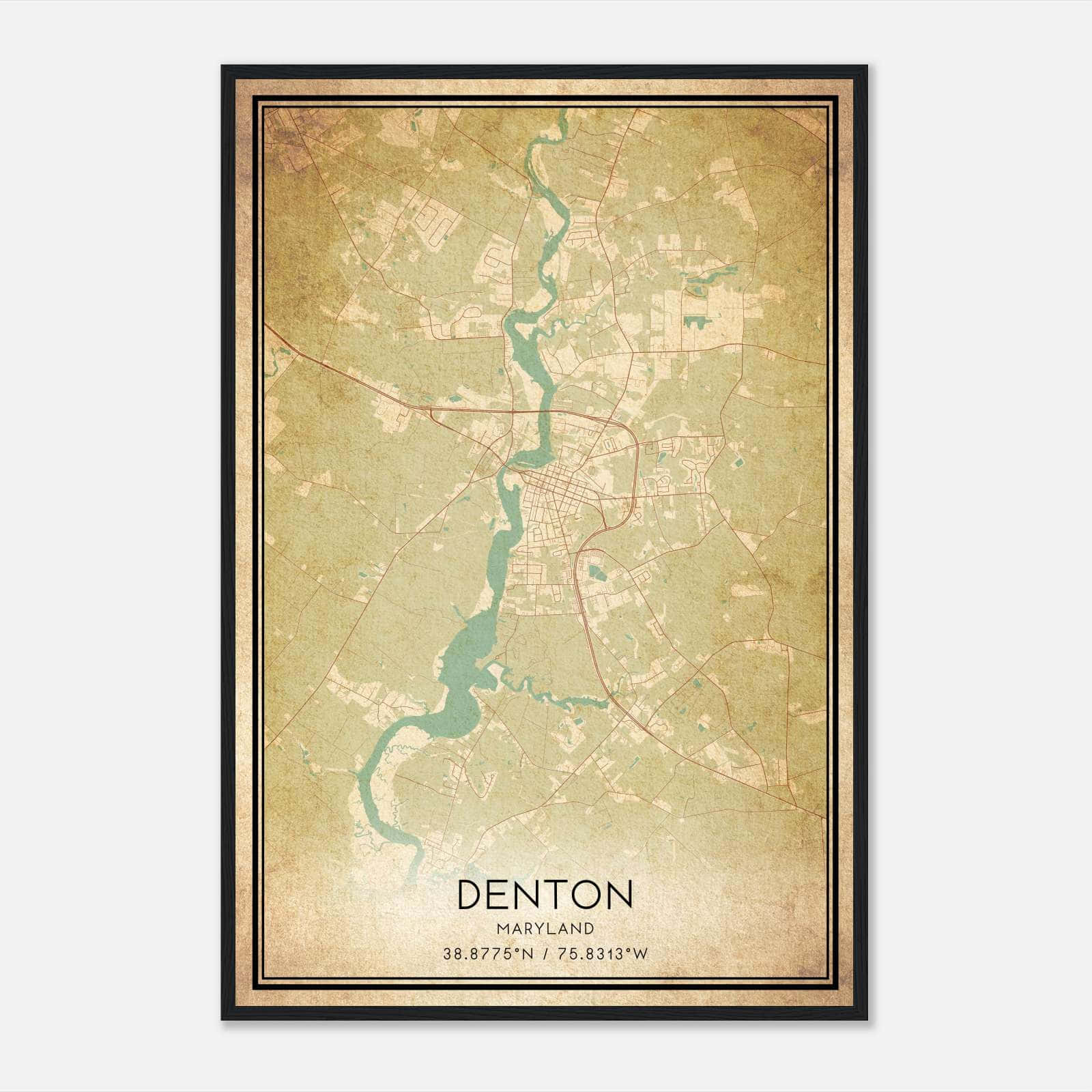 Vintage Denton Maryland Map Poster, Denton MD City Road Wall Art Print Vintage Denton Maryland Map Poster, Denton MD City Road Wall Art Print