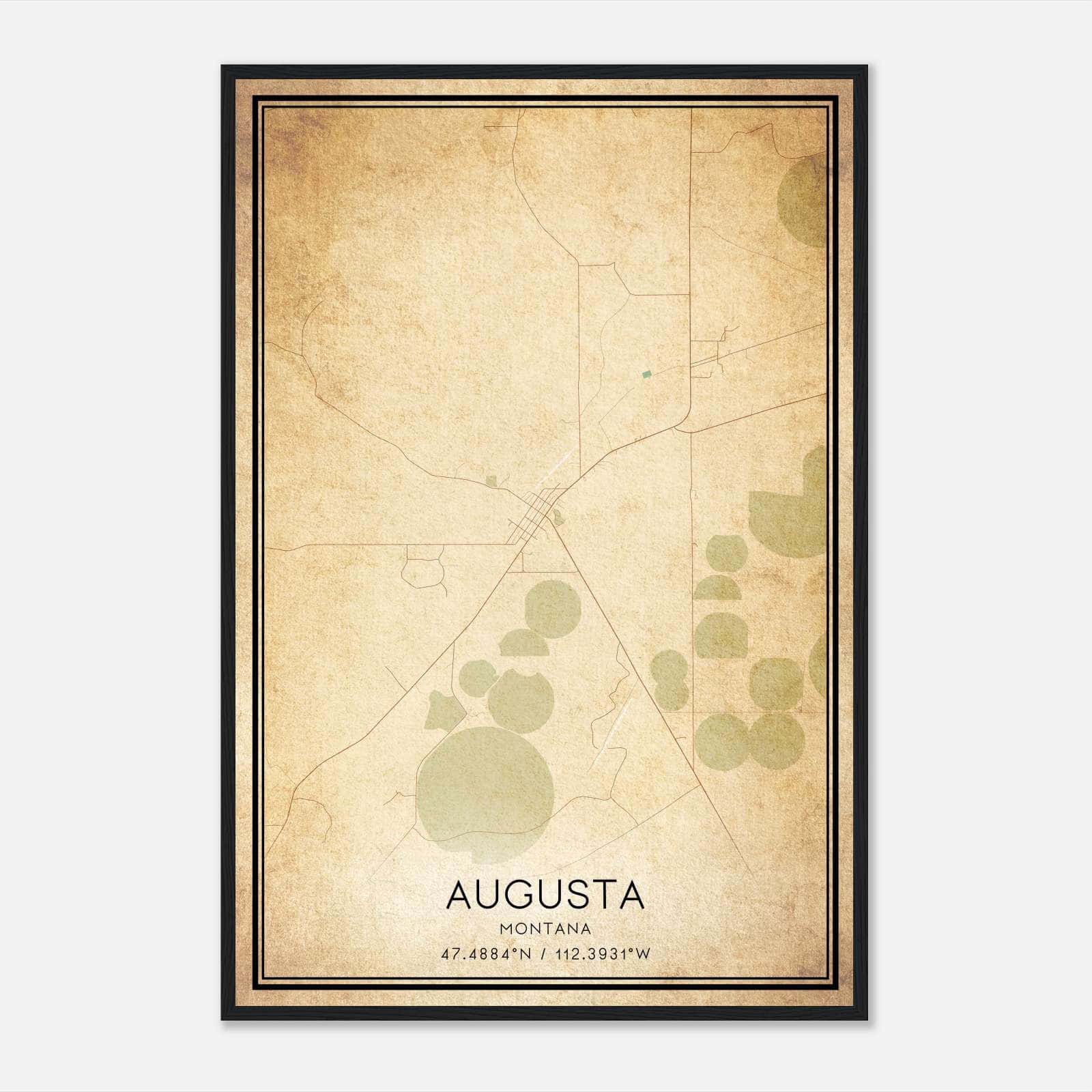 Vintage Augusta Montana Map Poster, Augusta MT City Road Wall Art Print Vintage Augusta Montana Map Poster, Augusta MT City Road Wall Art Print