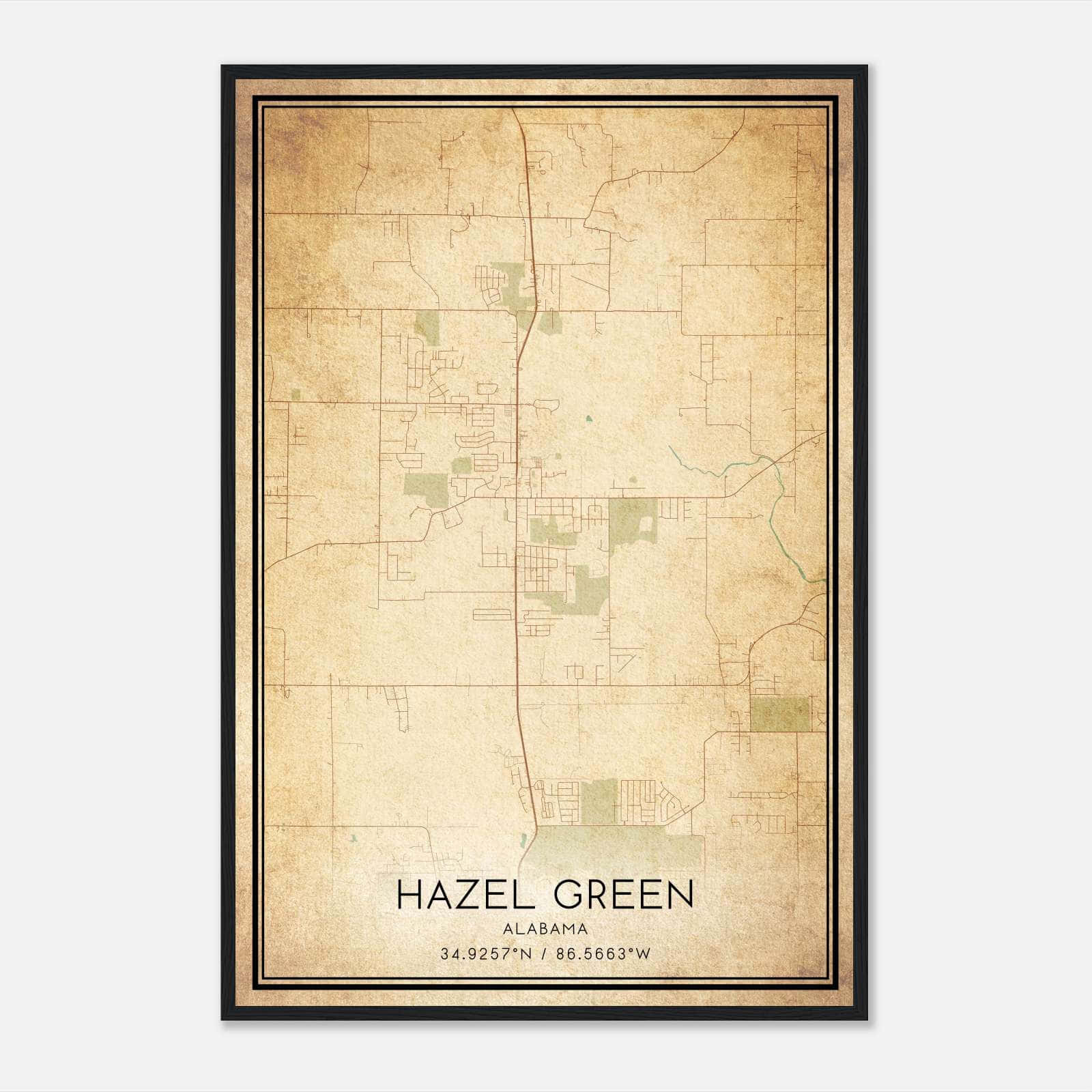 Vintage Hazel Green Alabama Map Poster, Hazel Green AL City Road Wall Art Print Vintage Hazel Green Alabama Map Poster, Hazel Green AL City Road Wall Art Print
