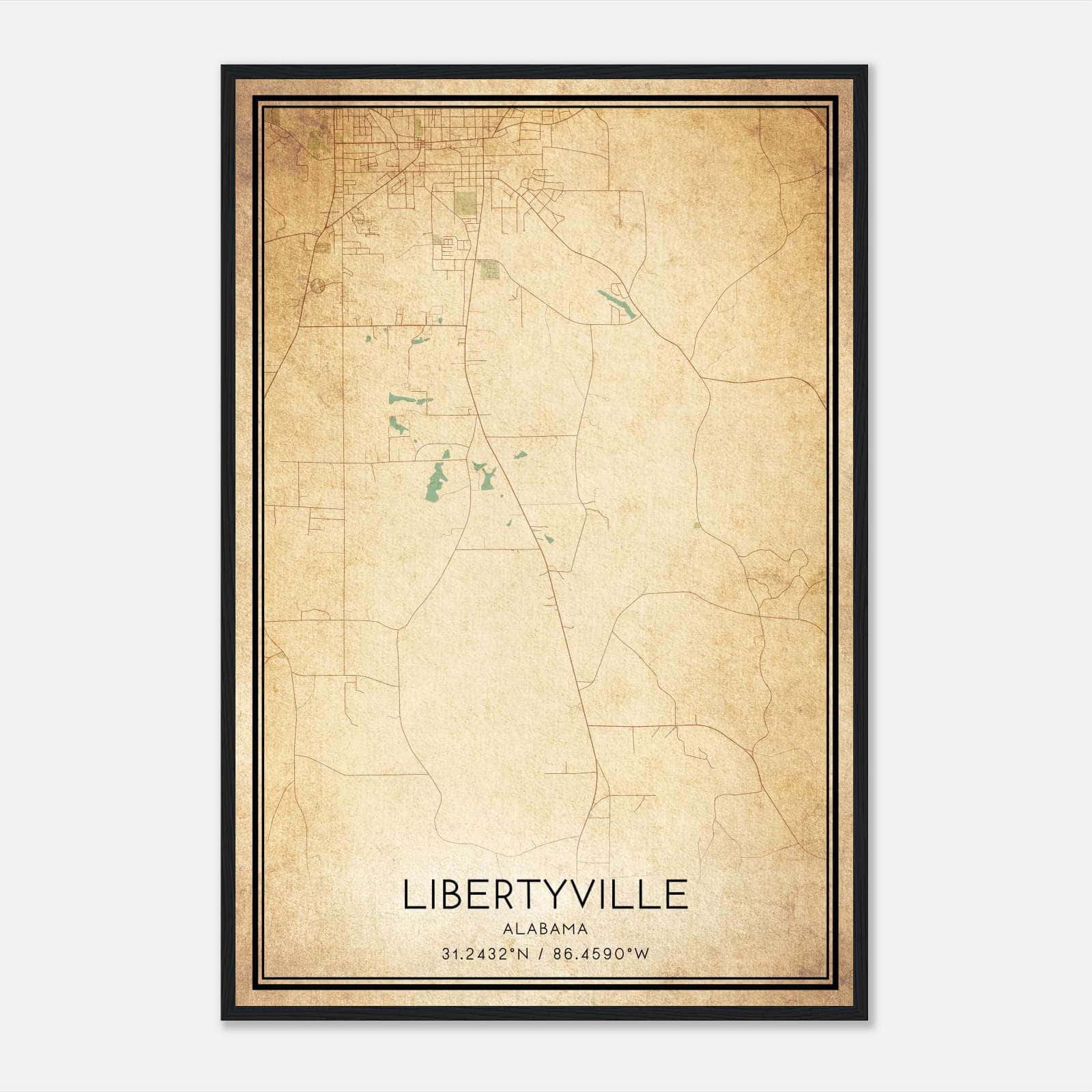 Vintage Libertyville Alabama Map Poster, Libertyville AL City Road Wall Art Print Vintage Libertyville Alabama Map Poster, Libertyville AL City Road Wall Art Print