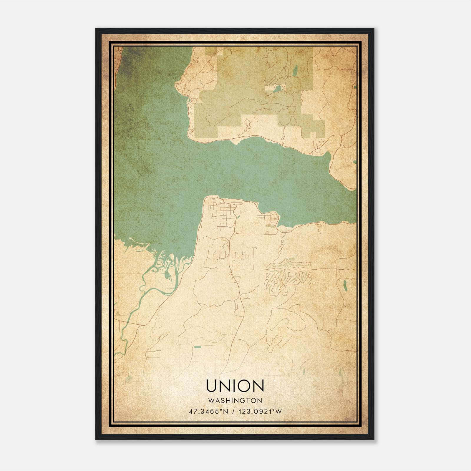 Vintage Union Washington Map Poster, Union WA City Road Wall Art Print Vintage Union Washington Map Poster, Union WA City Road Wall Art Print
