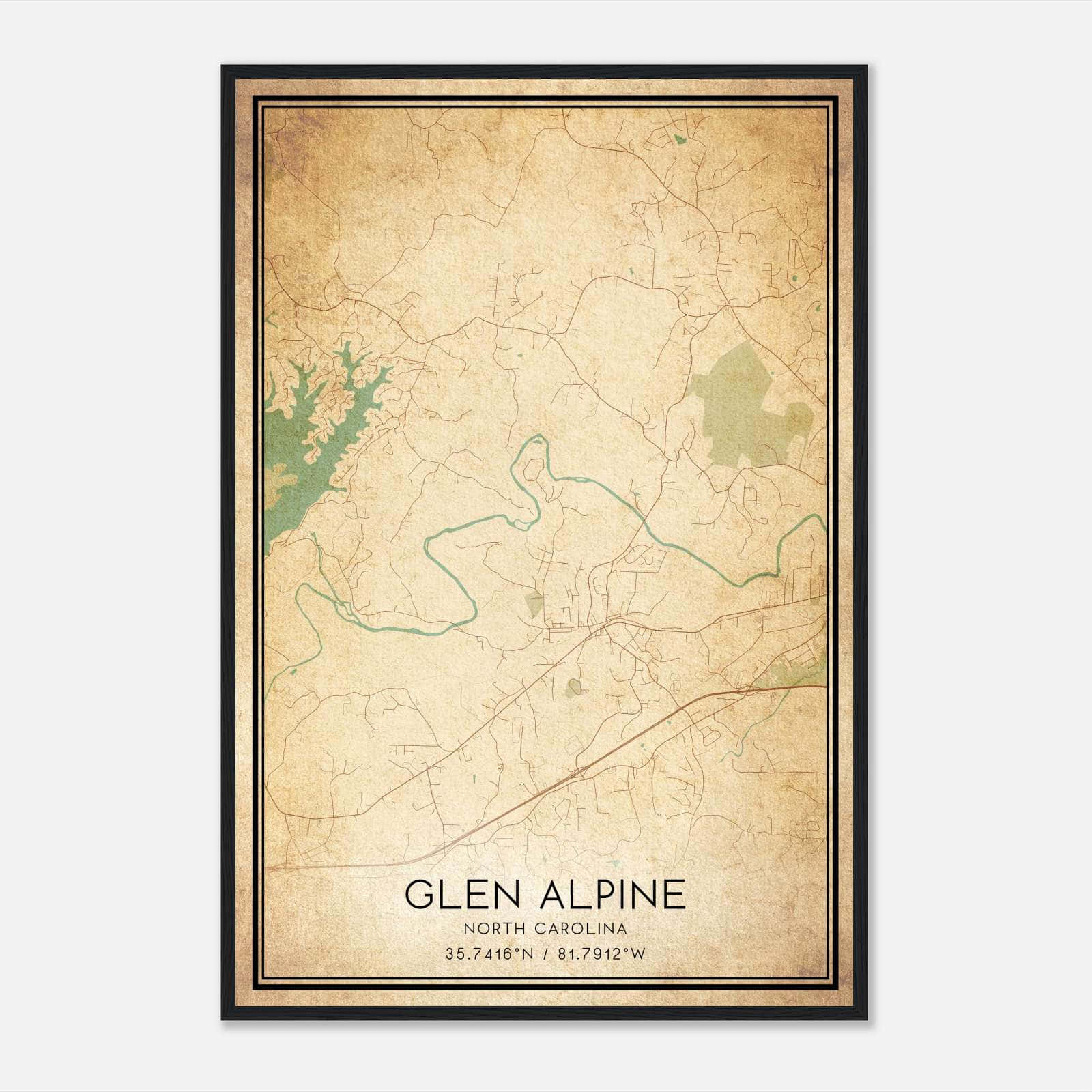 Vintage Glen Alpine North Carolina Map Poster, Glen Alpine NC City Road Wall Art Print Vintage Glen Alpine North Carolina Map Poster, Glen Alpine NC City Road Wall Art Print