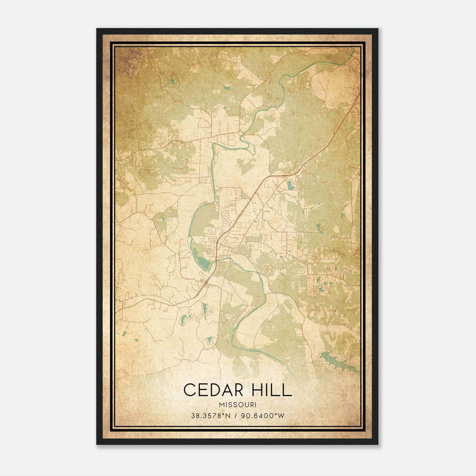Vintage Cedar Hill Missouri Map Poster, Cedar Hill MO City Road Wall Art Print Vintage Cedar Hill Missouri Map Poster, Cedar Hill MO City Road Wall Art Print