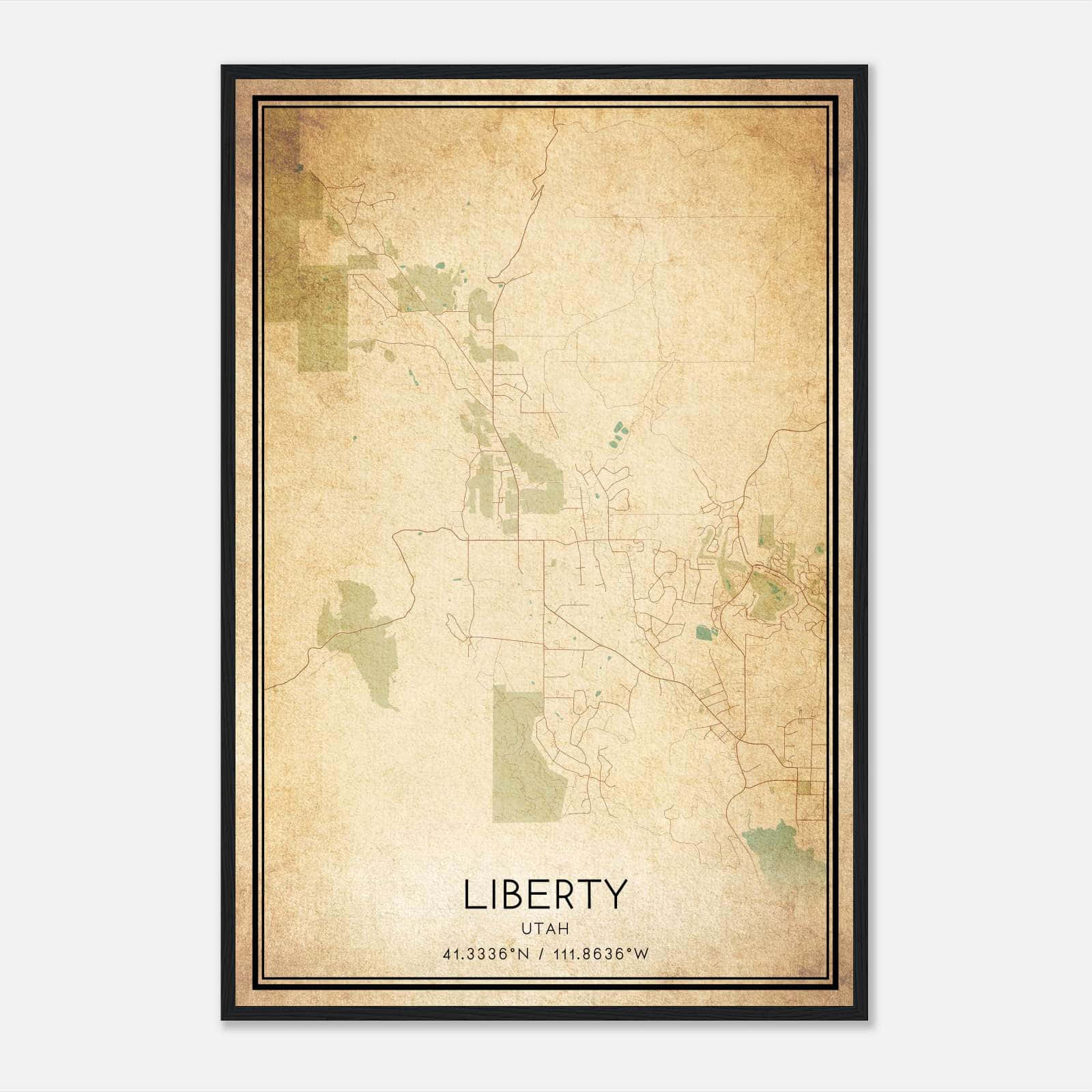Vintage Liberty Utah Map Poster, Liberty UT City Road Wall Art Print Vintage Liberty Utah Map Poster, Liberty UT City Road Wall Art Print