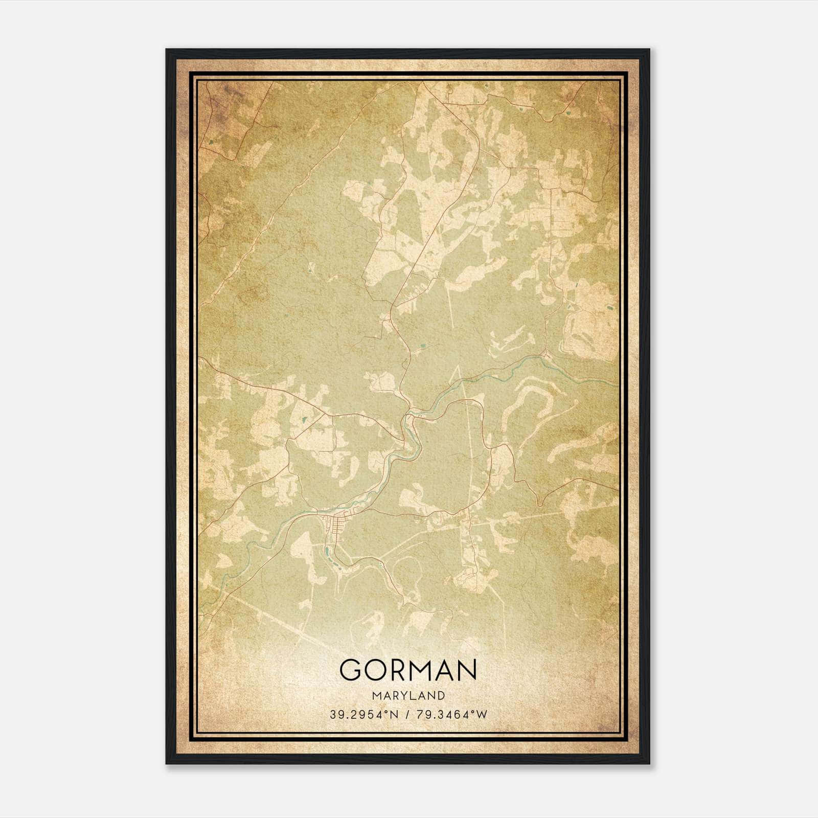 Vintage Gorman Maryland Map Poster, Gorman MD City Road Wall Art Print Vintage Gorman Maryland Map Poster, Gorman MD City Road Wall Art Print