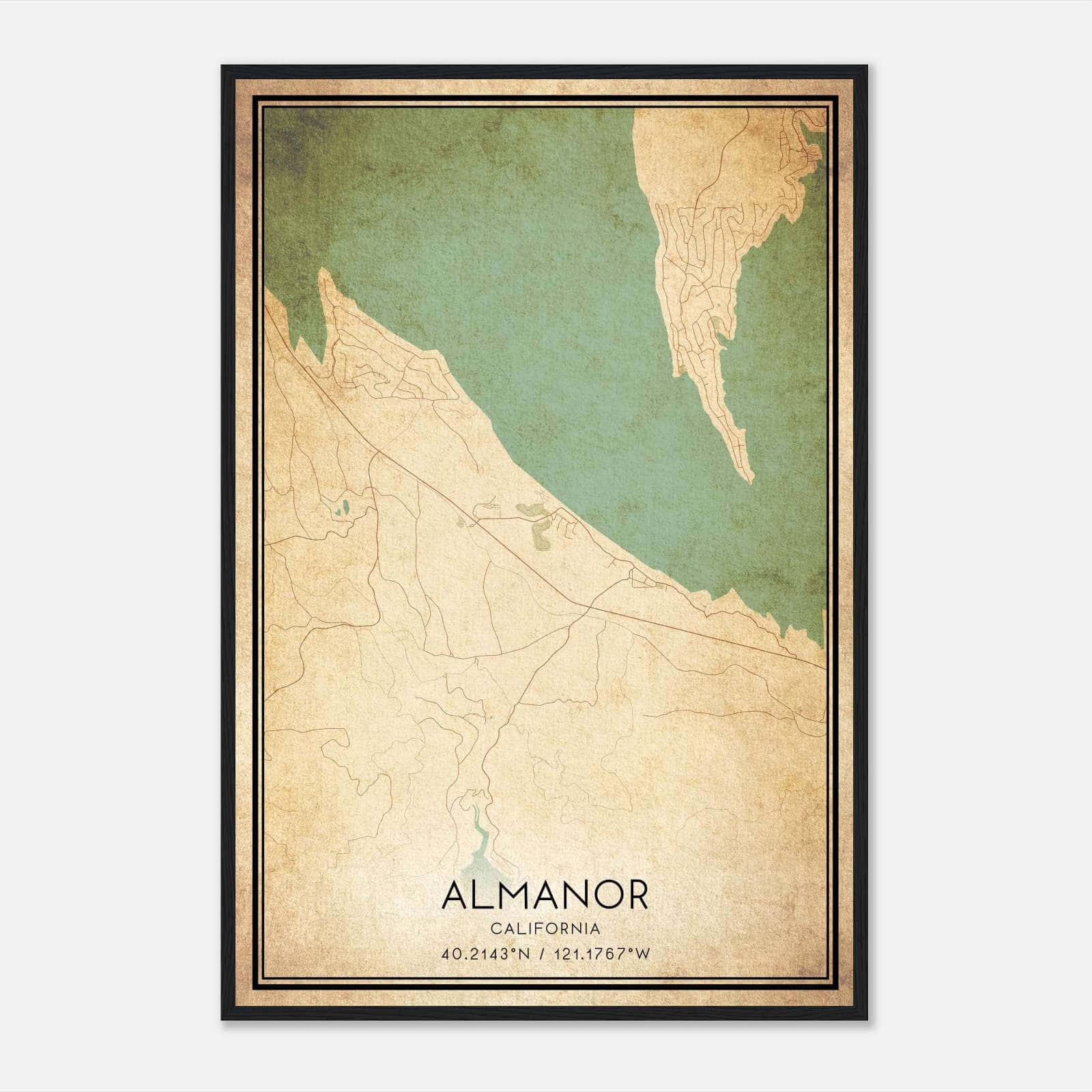 Vintage Almanor California Map Poster, Almanor CA City Road Wall Art Print Vintage Almanor California Map Poster, Almanor CA City Road Wall Art Print