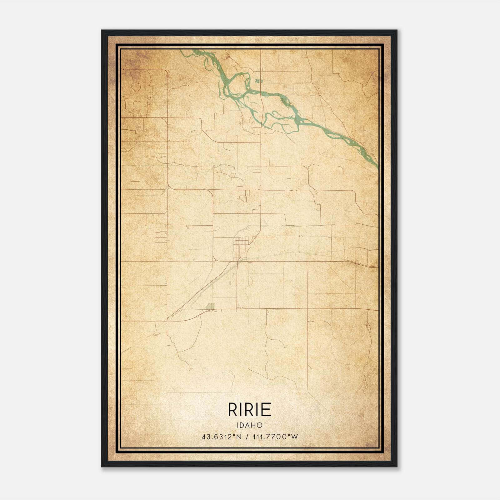 Vintage Ririe Idaho Map Poster, Ririe ID City Road Wall Art Print Vintage Ririe Idaho Map Poster, Ririe ID City Road Wall Art Print