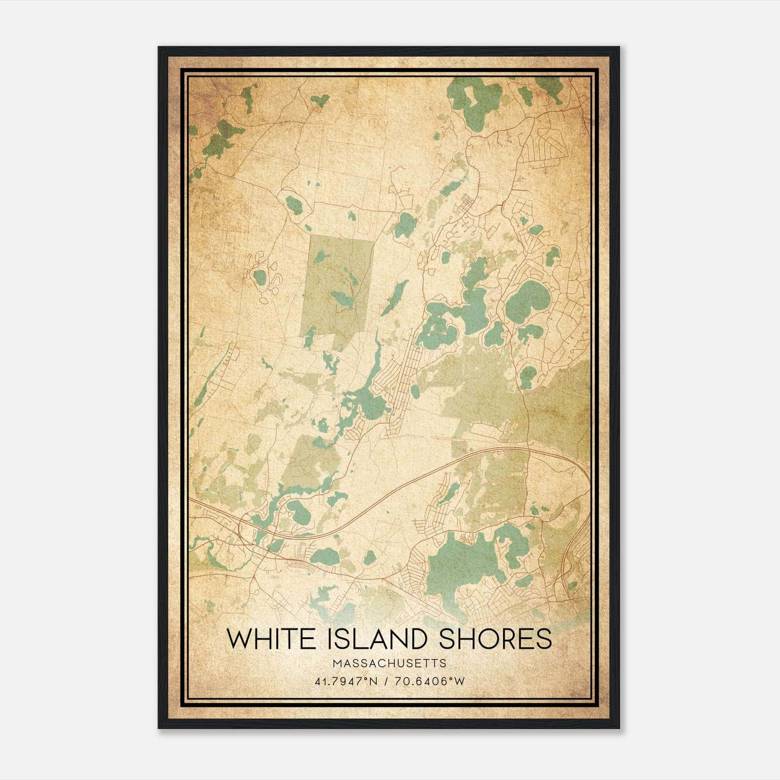 Vintage White Island Shores Massachusetts Map Poster, White Island Shores MA City Road Wall Art Print Vintage White Island Shores Massachusetts Map Poster, White Island Shores MA City Road Wall Art Print