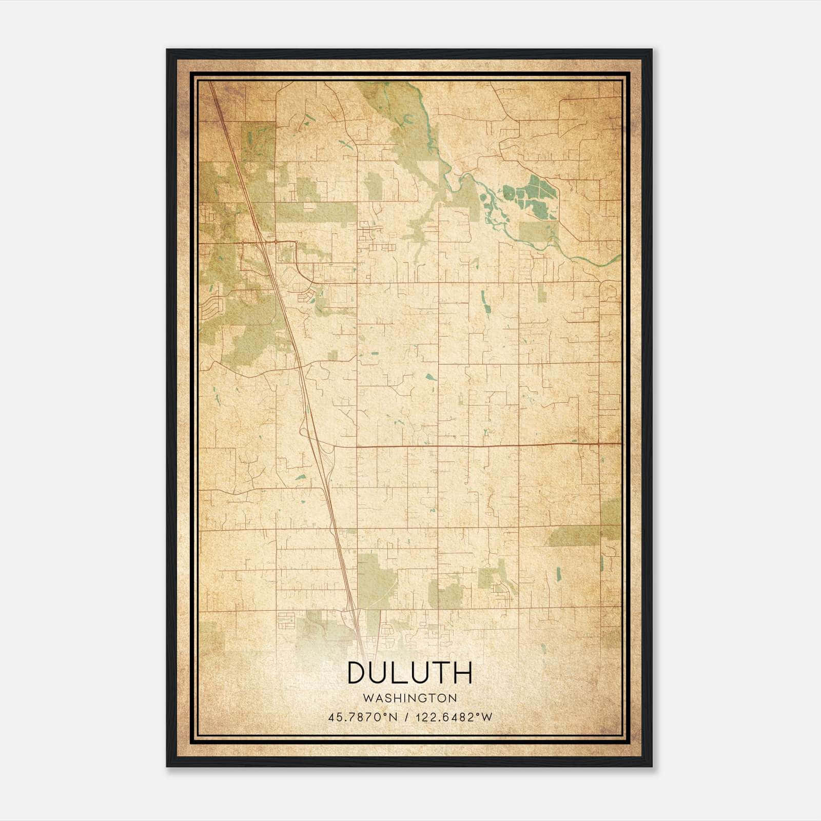 Vintage Duluth Washington Map Poster, Duluth WA City Road Wall Art Print Vintage Duluth Washington Map Poster, Duluth WA City Road Wall Art Print