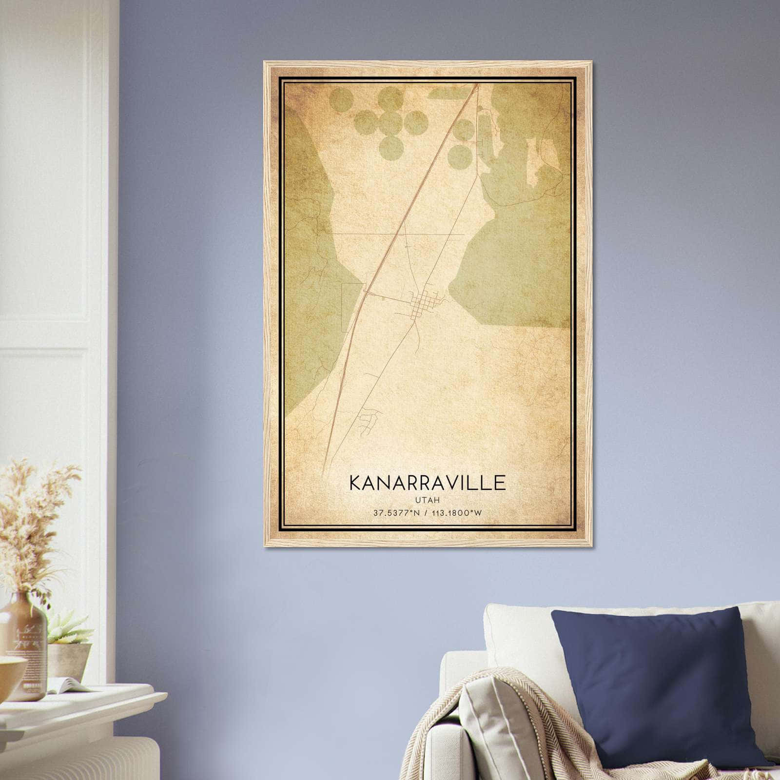 Vintage Kanarraville Utah Map Poster, Kanarraville UT City Road Wall Art Print