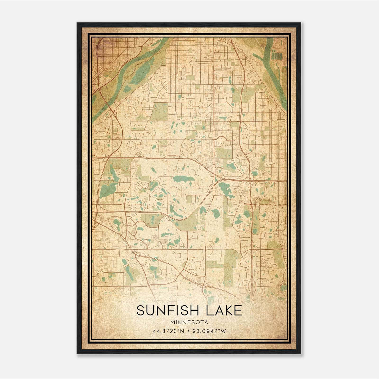 Vintage Sunfish Lake Minnesota Map Poster, Sunfish Lake MN City Road Wall Art Print Vintage Sunfish Lake Minnesota Map Poster, Sunfish Lake MN City Road Wall Art Print