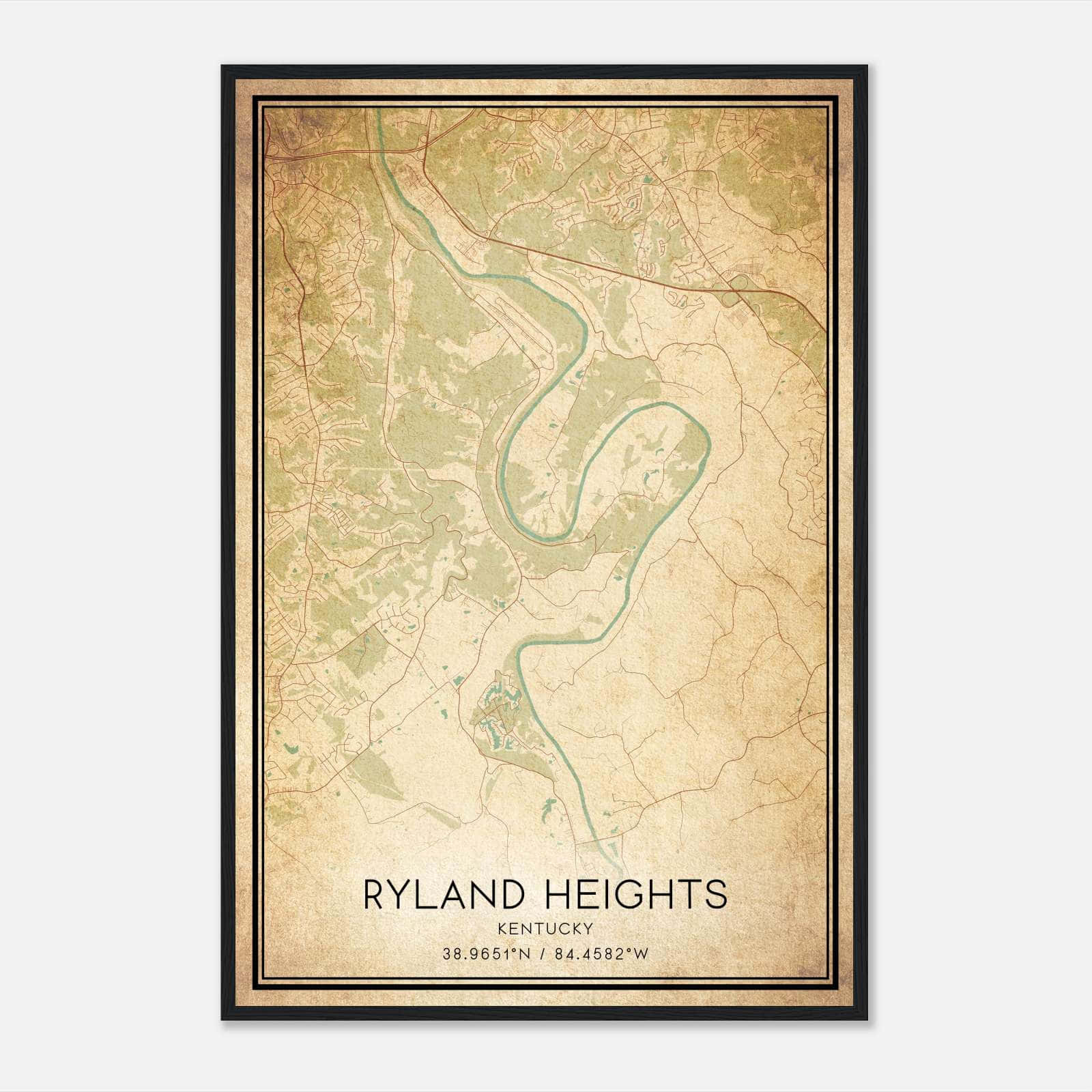 Vintage Ryland Heights Kentucky Map Poster, Ryland Heights KY City Road Wall Art Print Vintage Ryland Heights Kentucky Map Poster, Ryland Heights KY City Road Wall Art Print